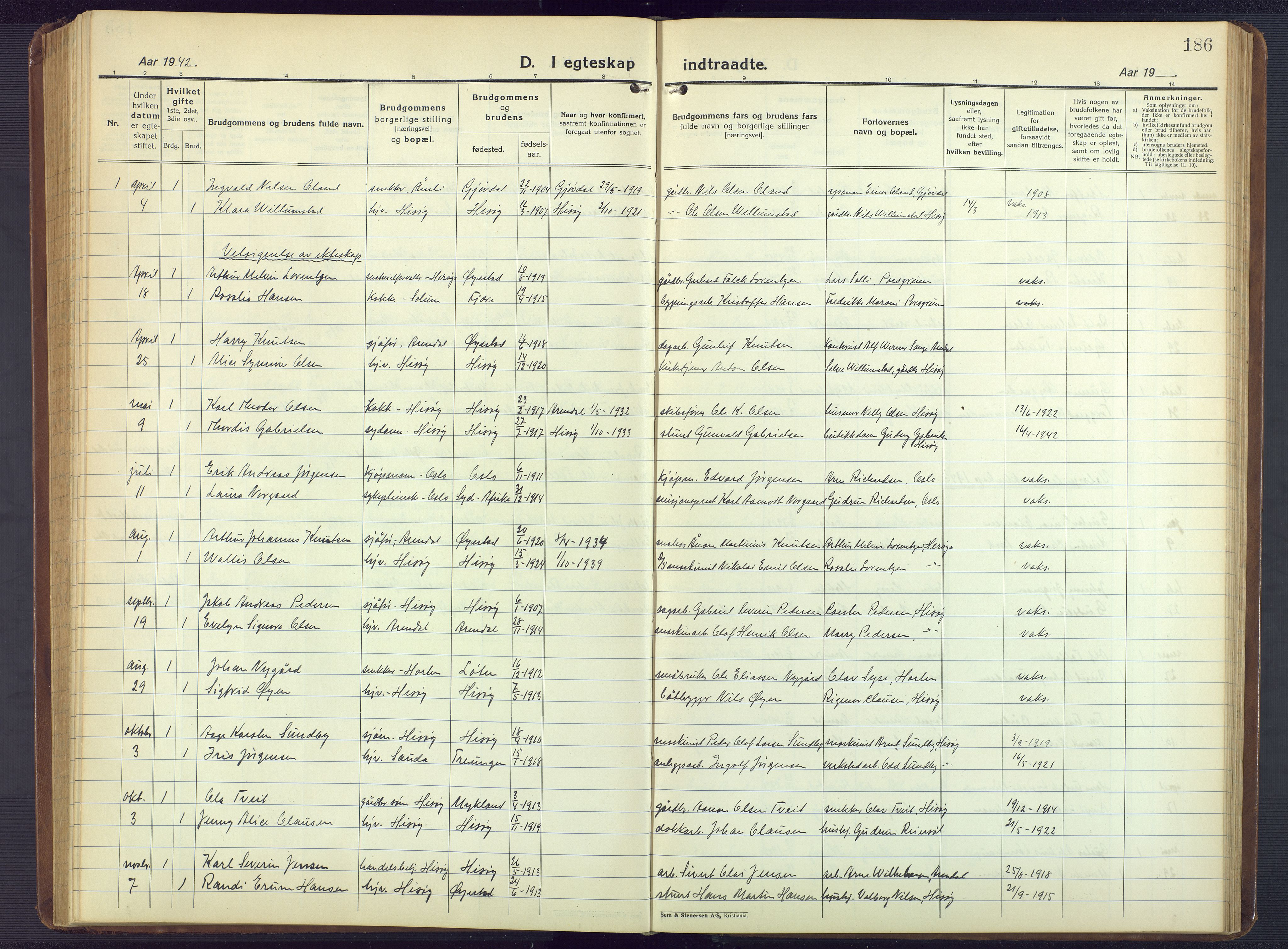 Hisøy sokneprestkontor, AV/SAK-1111-0020/F/Fb/L0005: Parish register (copy) no. B 5, 1924-1946, p. 186