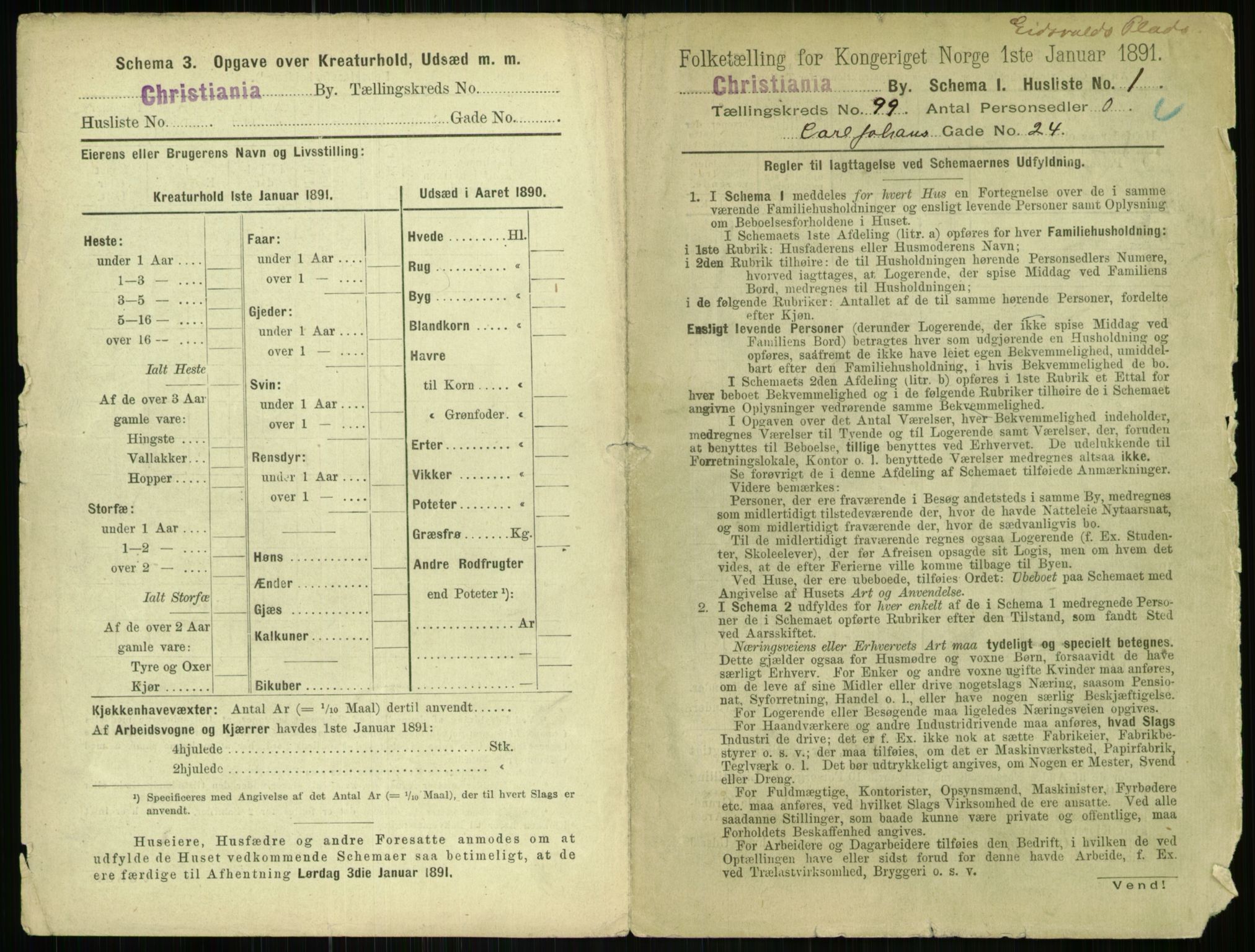 RA, 1891 census for 0301 Kristiania, 1891, p. 48515