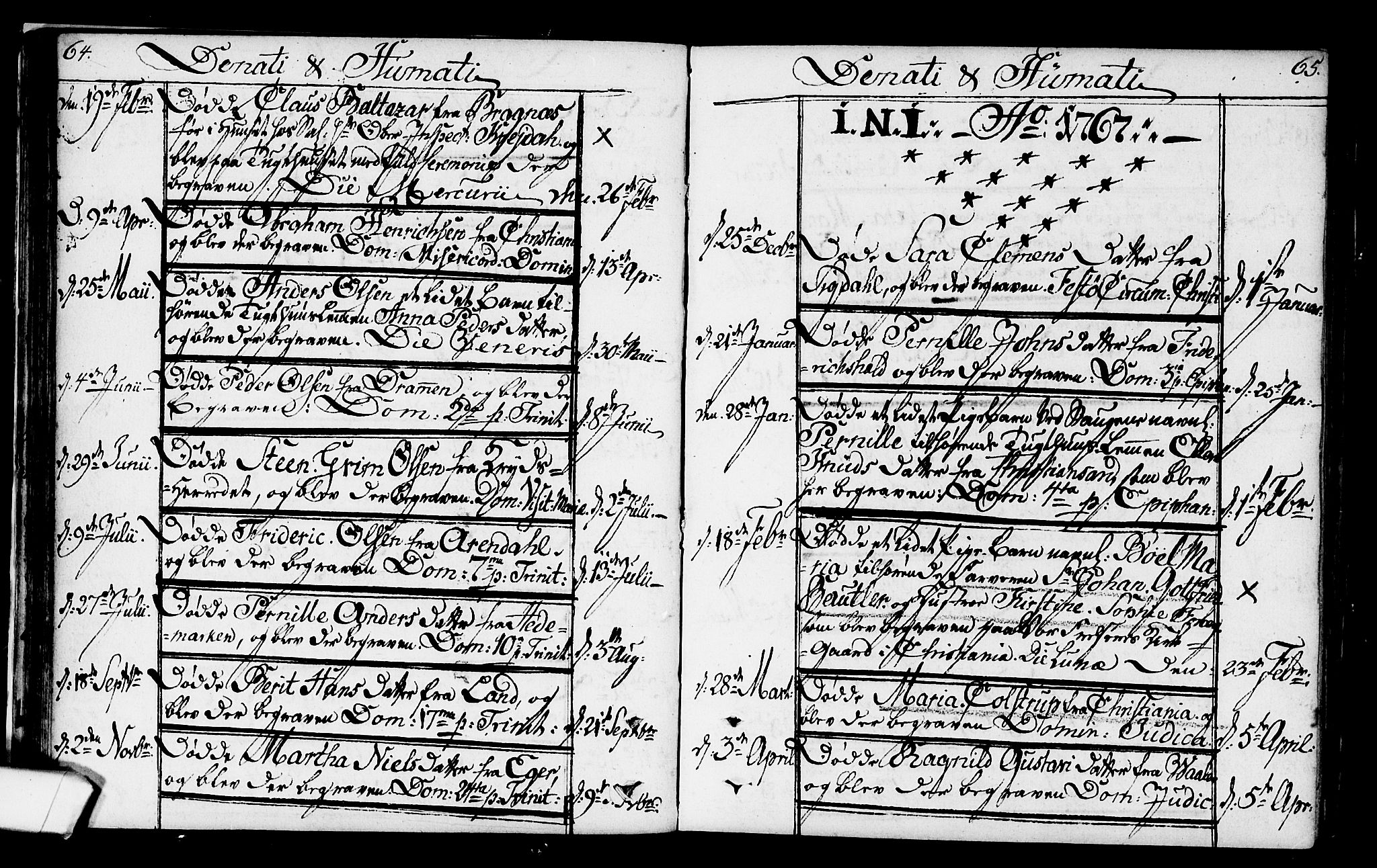 Kristiania tukthusprest Kirkebøker, SAO/A-10881/F/Fa/L0001: Parish register (official) no. 1, 1758-1828, p. 64-65
