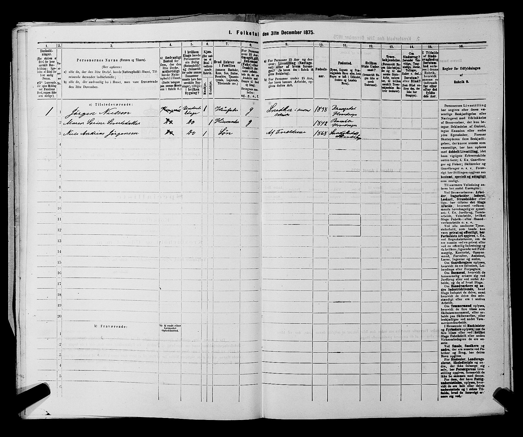 SAKO, 1875 census for 0801P Kragerø, 1875, p. 822