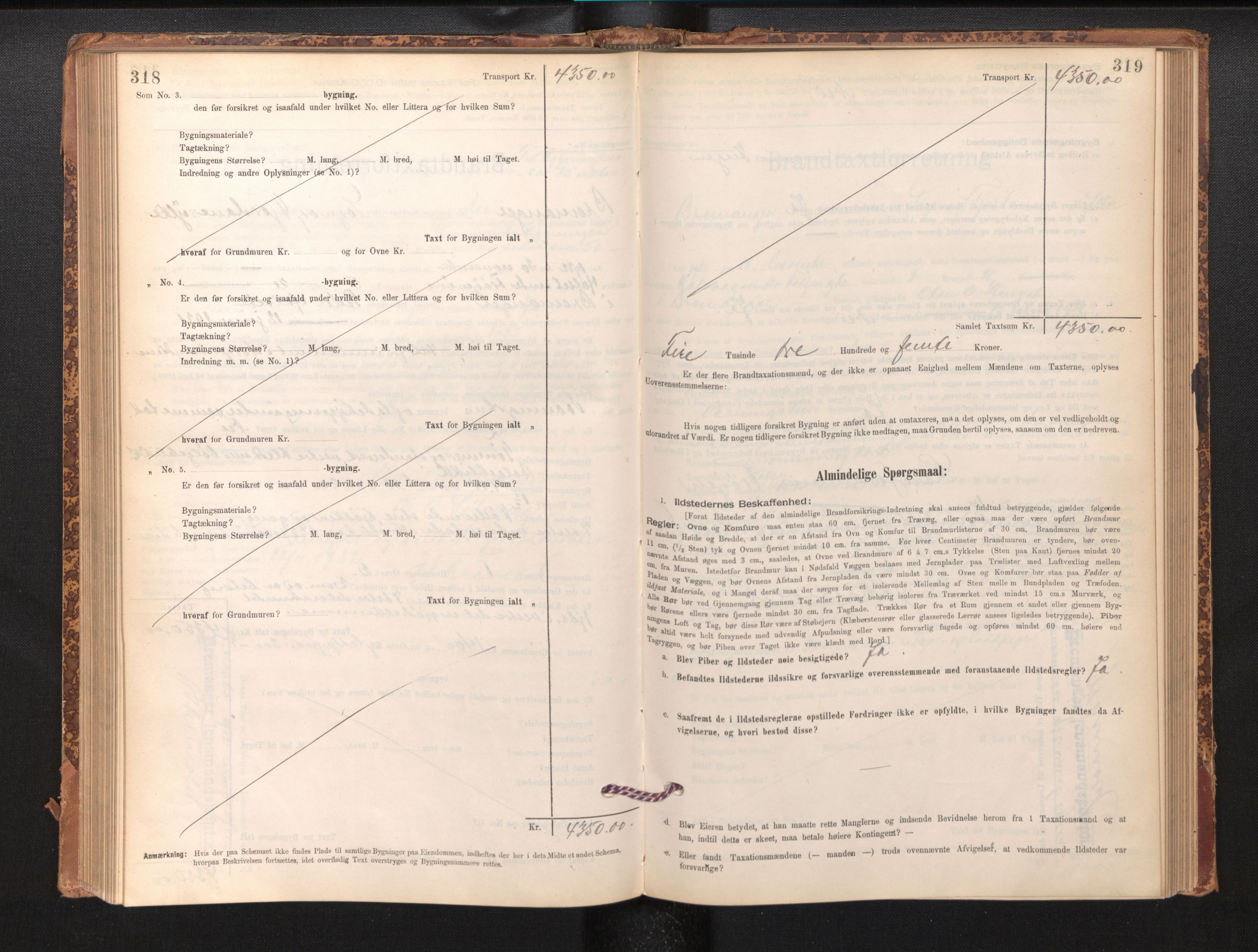 Lensmannen i Bremanger, AV/SAB-A-26701/0012/L0007: Branntakstprotokoll, skjematakst, 1895-1936, p. 318-319