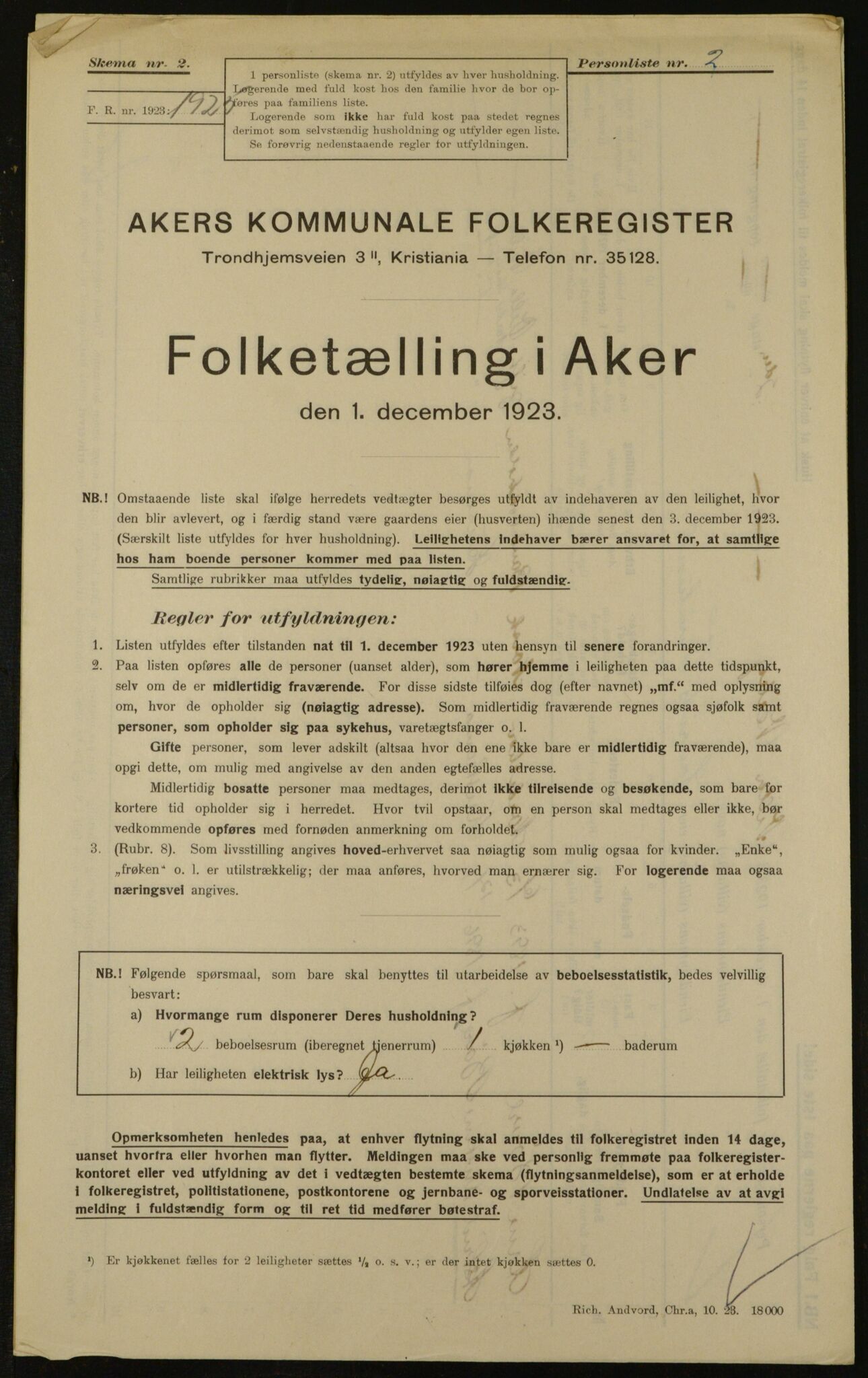 , Municipal Census 1923 for Aker, 1923, p. 34748