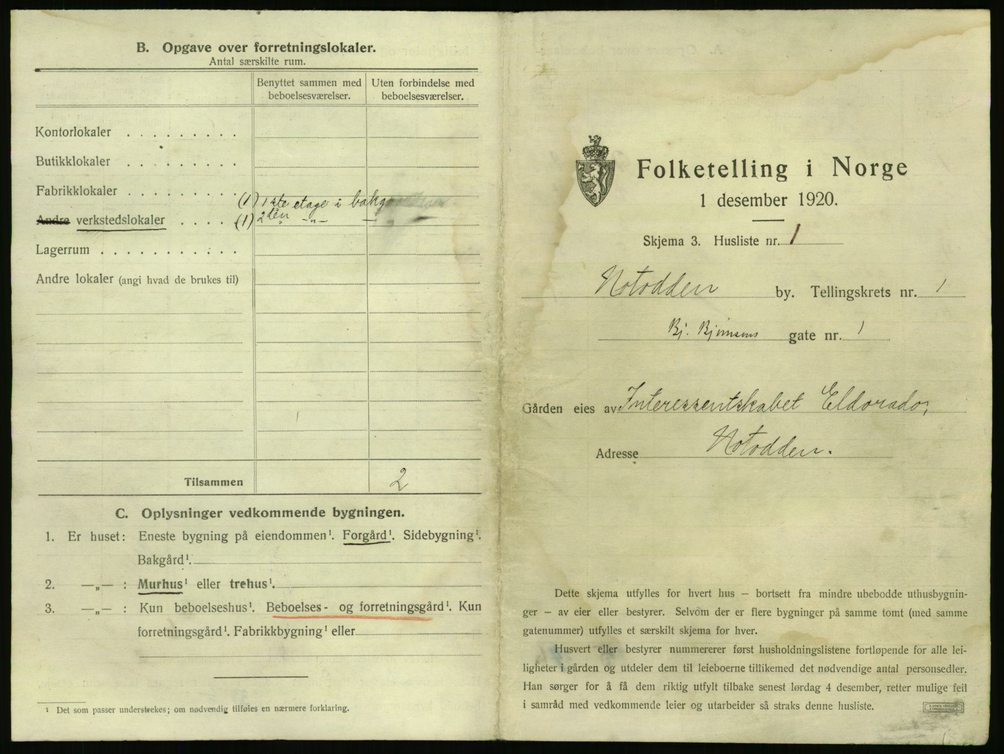 SAKO, 1920 census for Notodden, 1920, p. 36