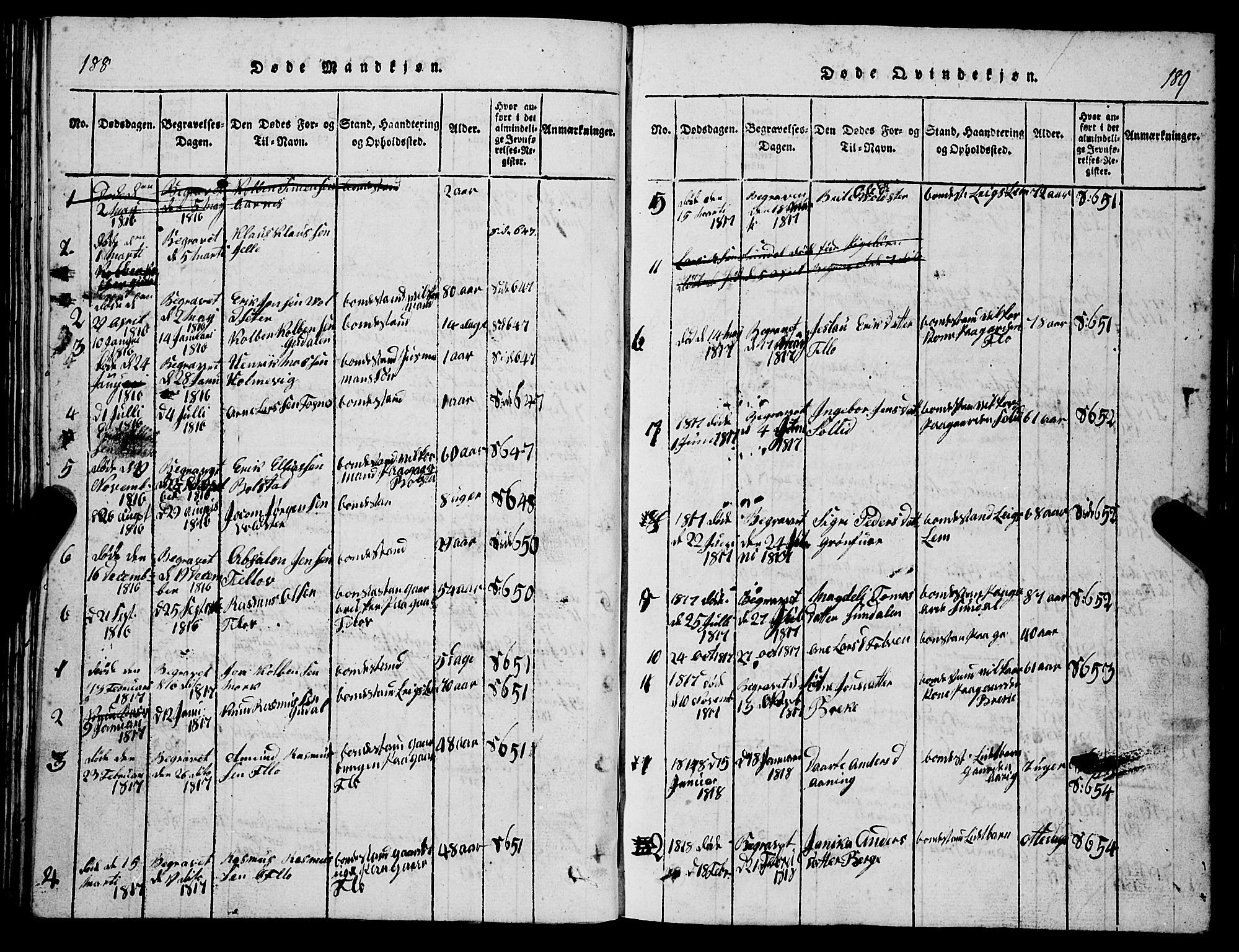 Stryn Sokneprestembete, SAB/A-82501: Parish register (copy) no. C 1, 1801-1845, p. 188-189