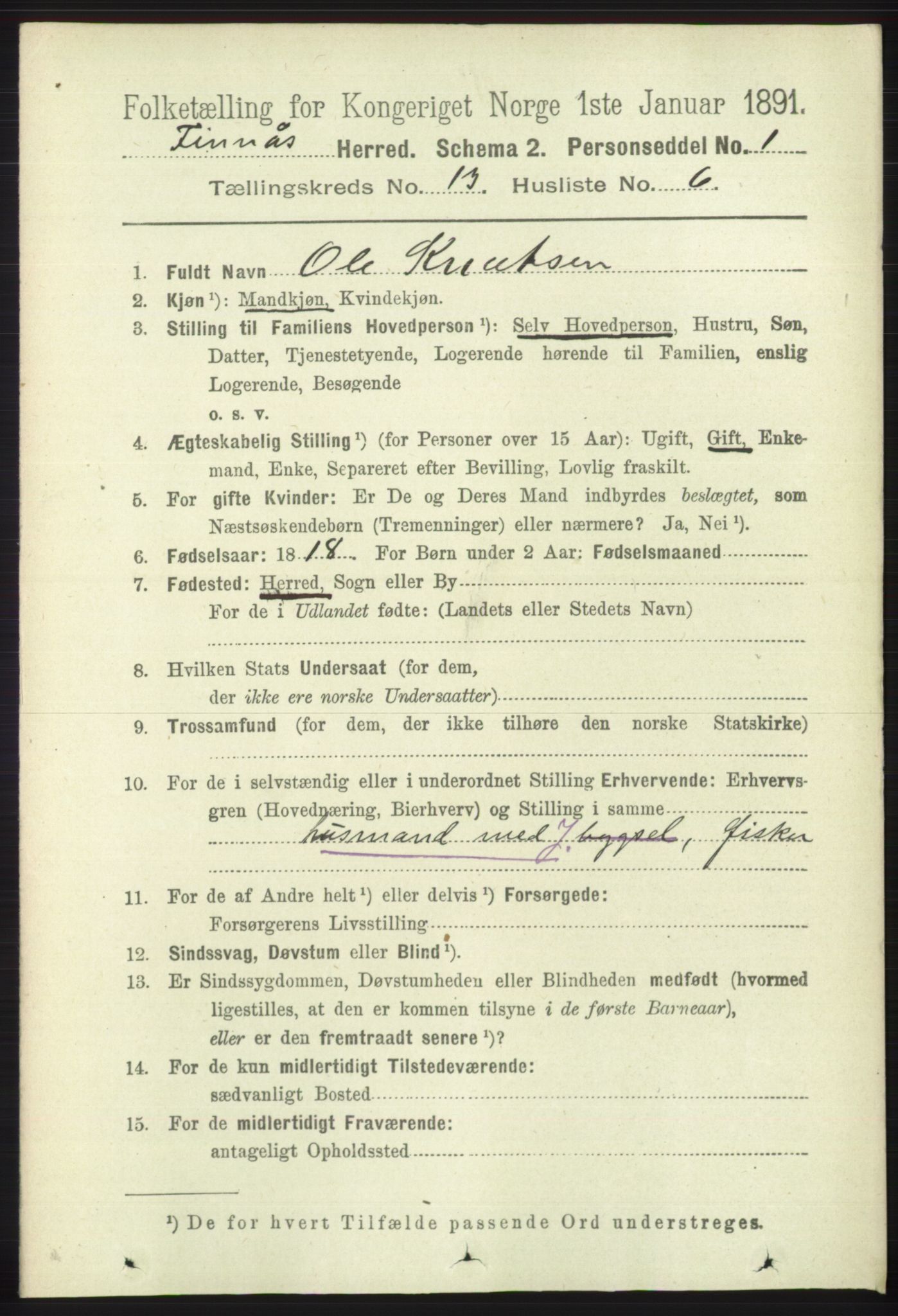 RA, 1891 census for 1218 Finnås, 1891, p. 5634