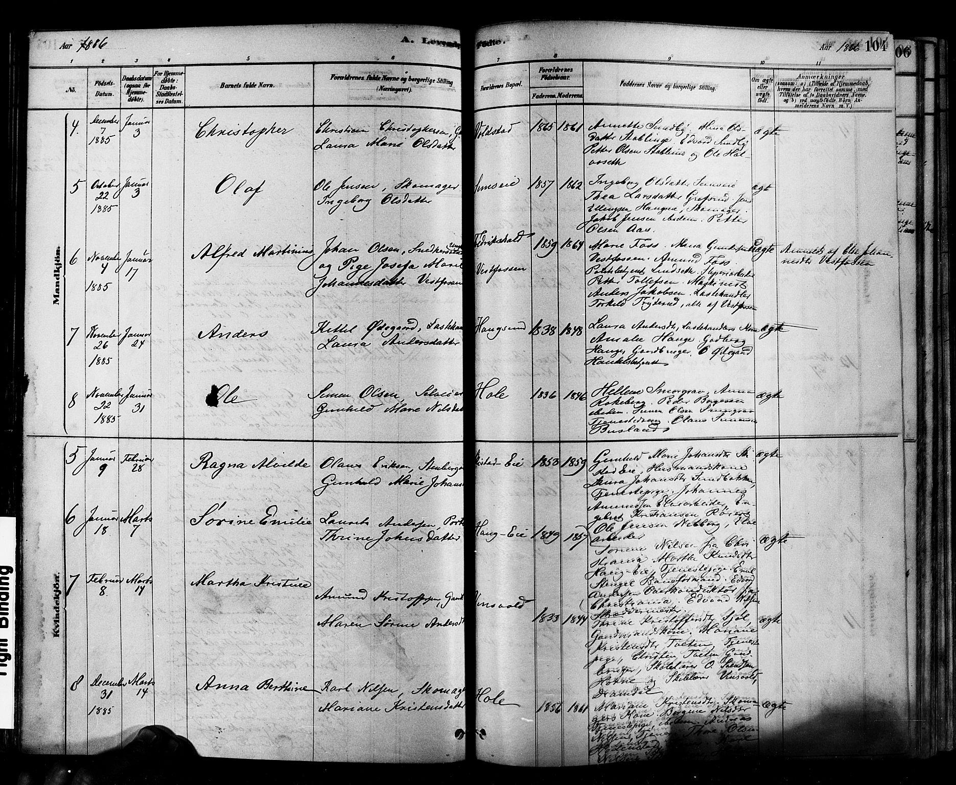 Eiker kirkebøker, AV/SAKO-A-4/F/Fb/L0001: Parish register (official) no. II 1, 1878-1888, p. 104