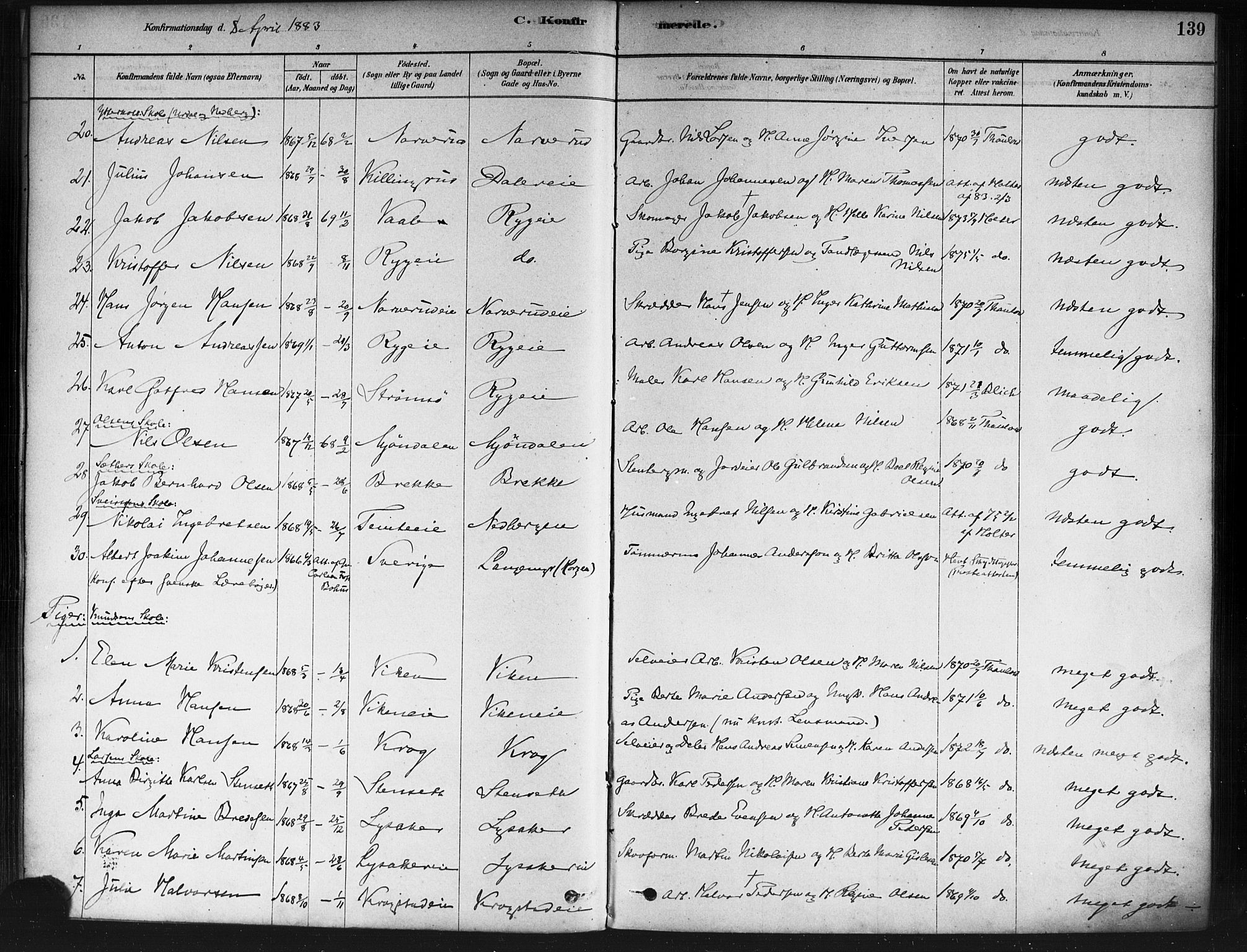 Nedre Eiker kirkebøker, SAKO/A-612/F/Fa/L0002: Parish register (official) no. 2, 1878-1885, p. 139