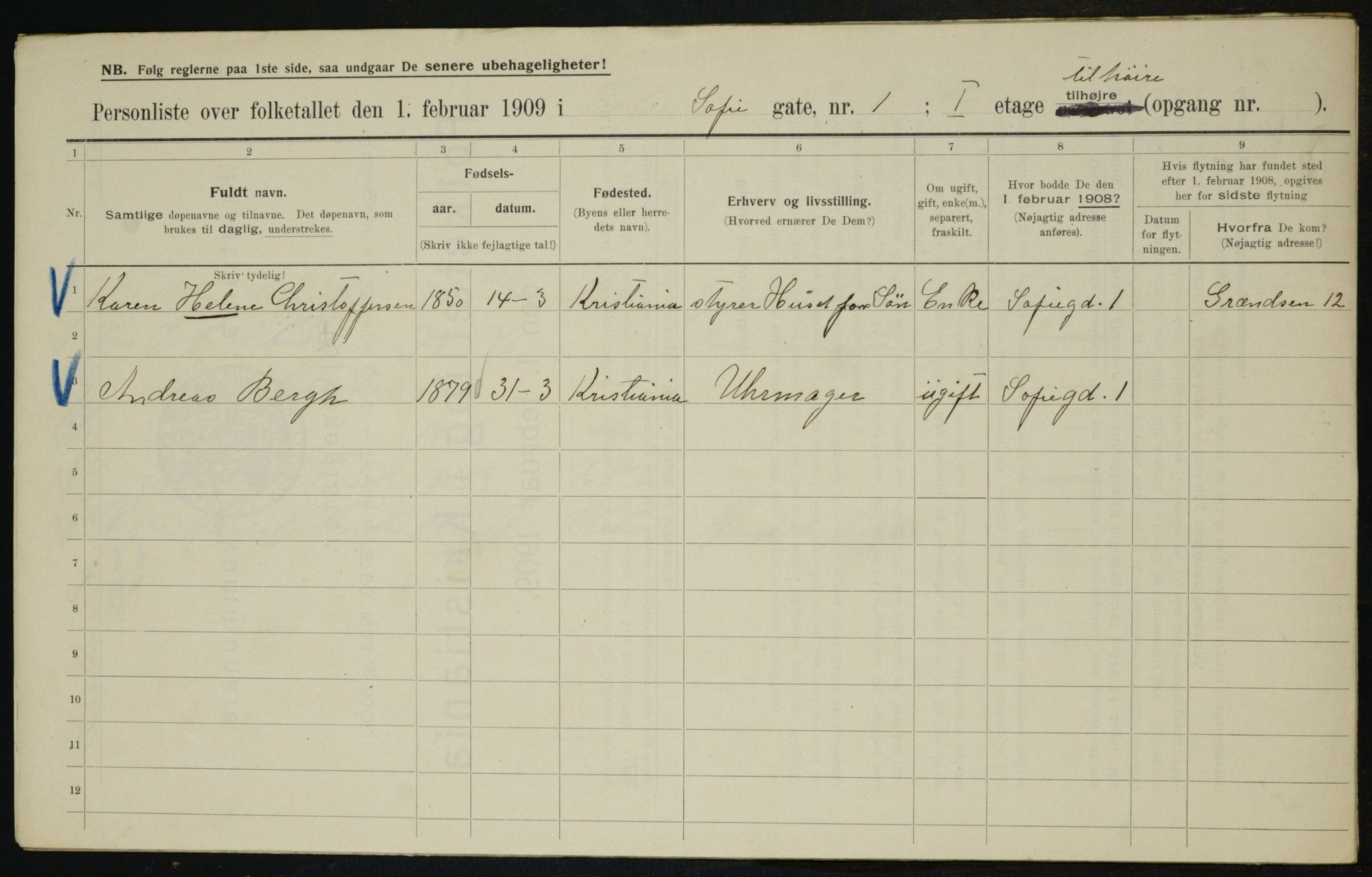 OBA, Municipal Census 1909 for Kristiania, 1909, p. 89488