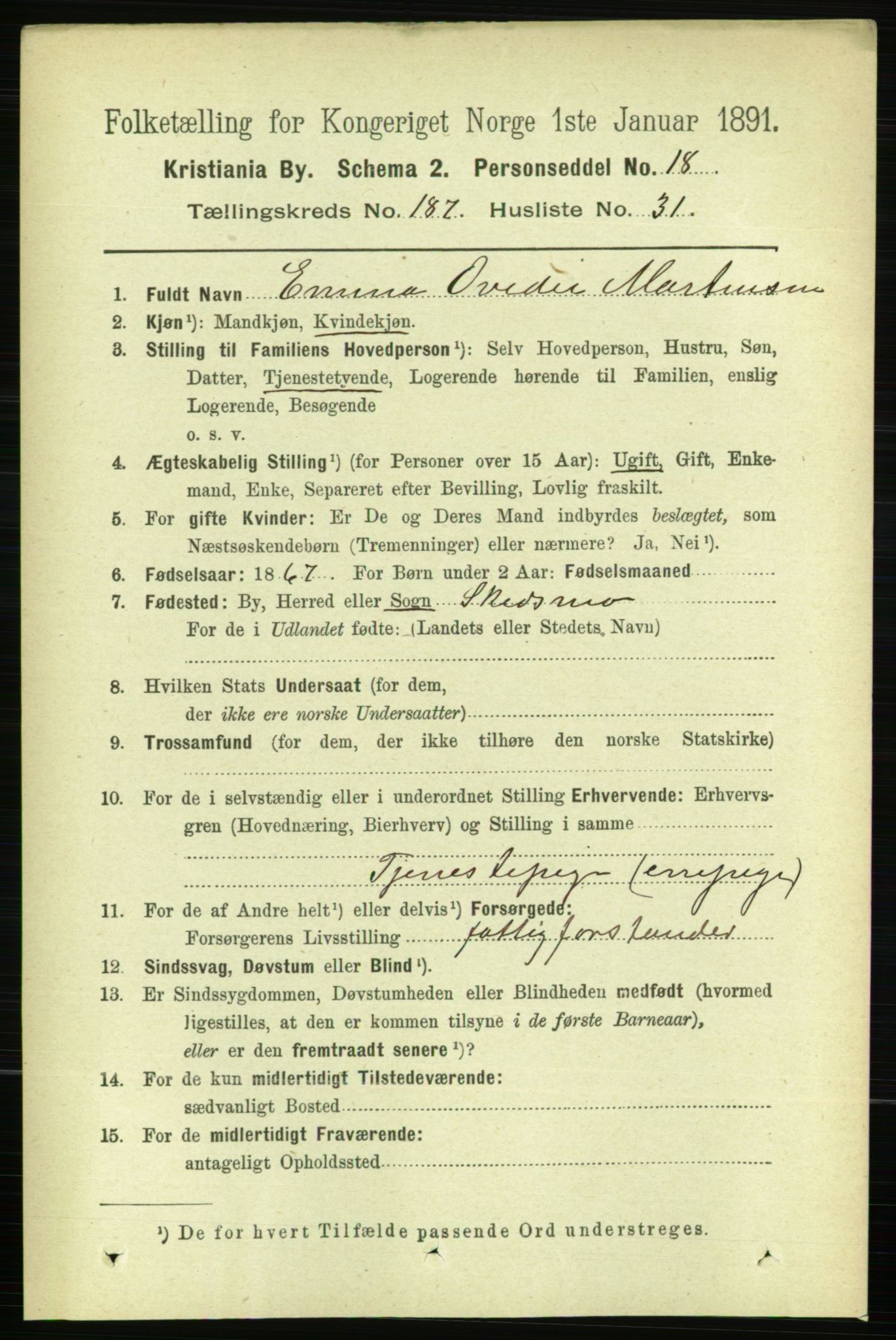 RA, 1891 census for 0301 Kristiania, 1891, p. 112442