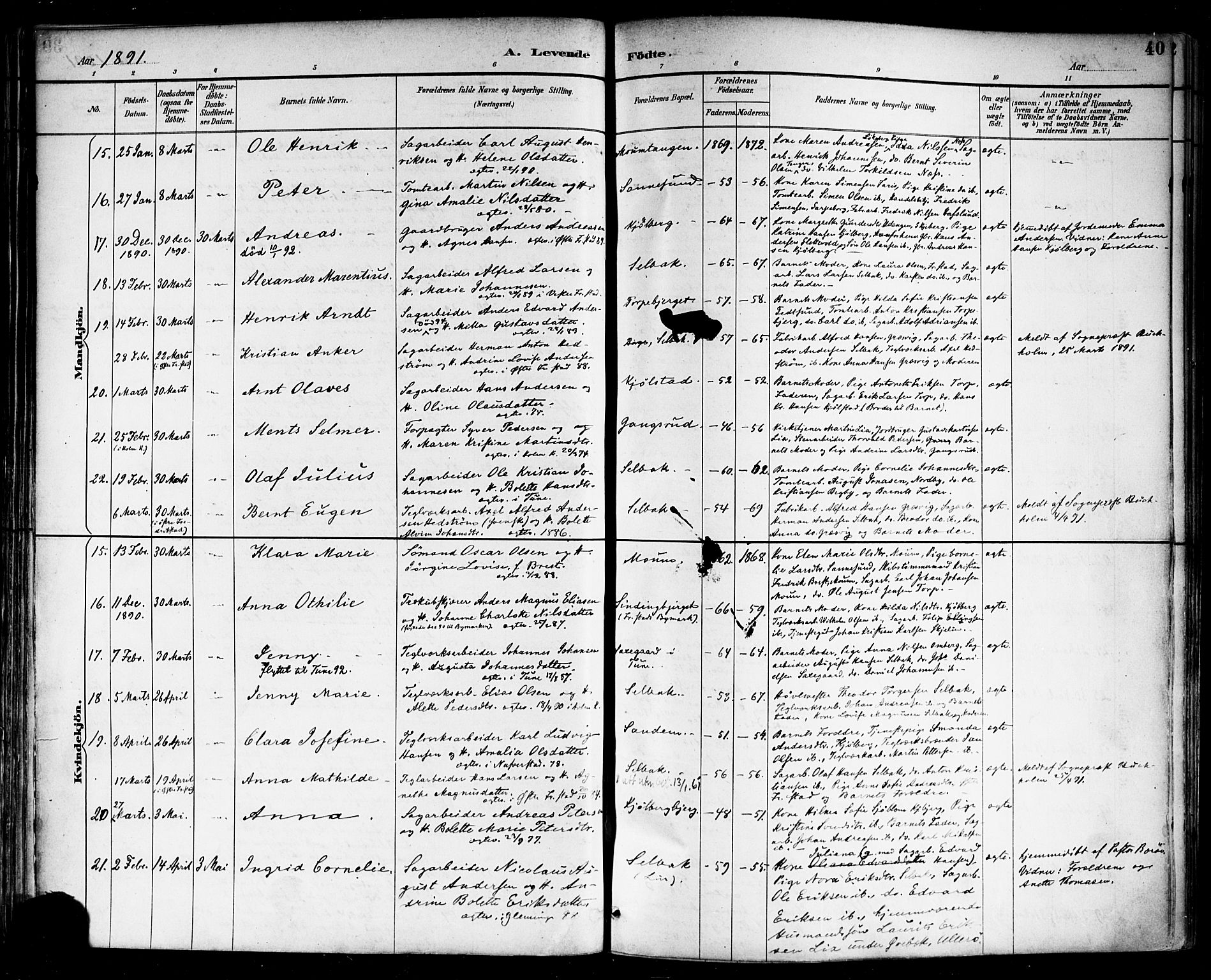 Borge prestekontor Kirkebøker, SAO/A-10903/F/Fa/L0008: Parish register (official) no. I 8A, 1887-1902, p. 40