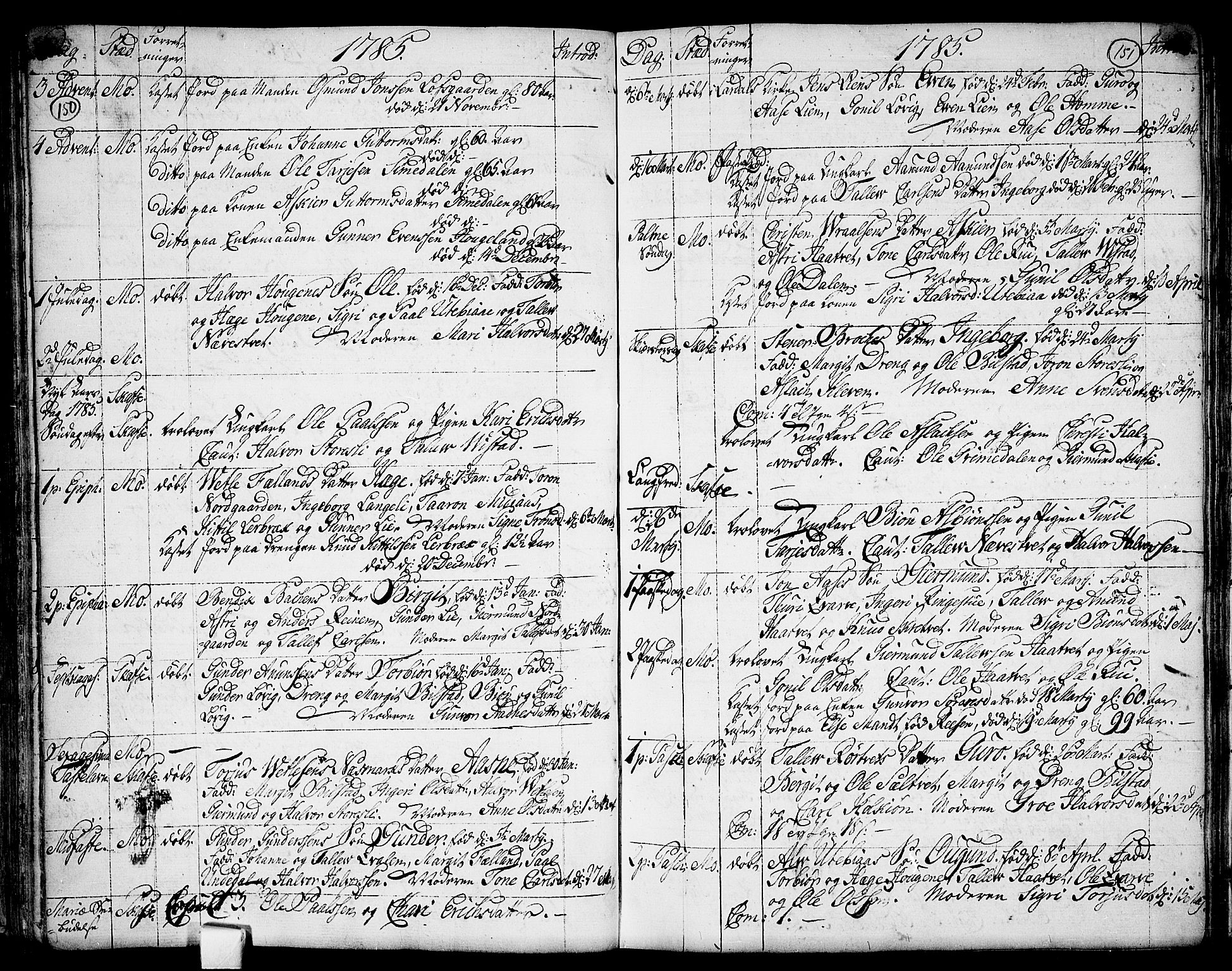 Mo kirkebøker, SAKO/A-286/F/Fa/L0002: Parish register (official) no. I 2, 1766-1799, p. 150-151