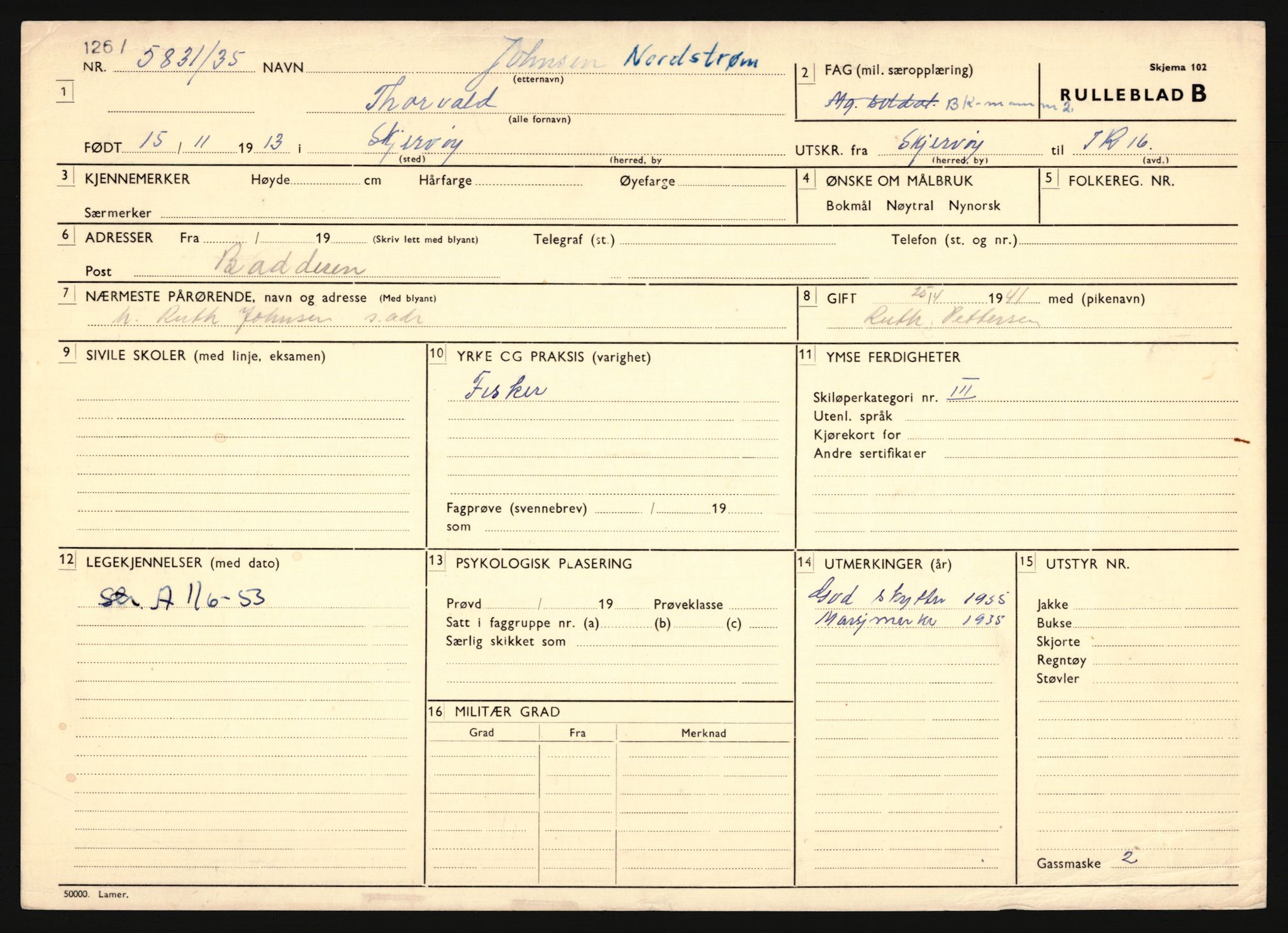 Forsvaret, Troms infanteriregiment nr. 16, AV/RA-RAFA-3146/P/Pa/L0019: Rulleblad for regimentets menige mannskaper, årsklasse 1935, 1935, p. 891