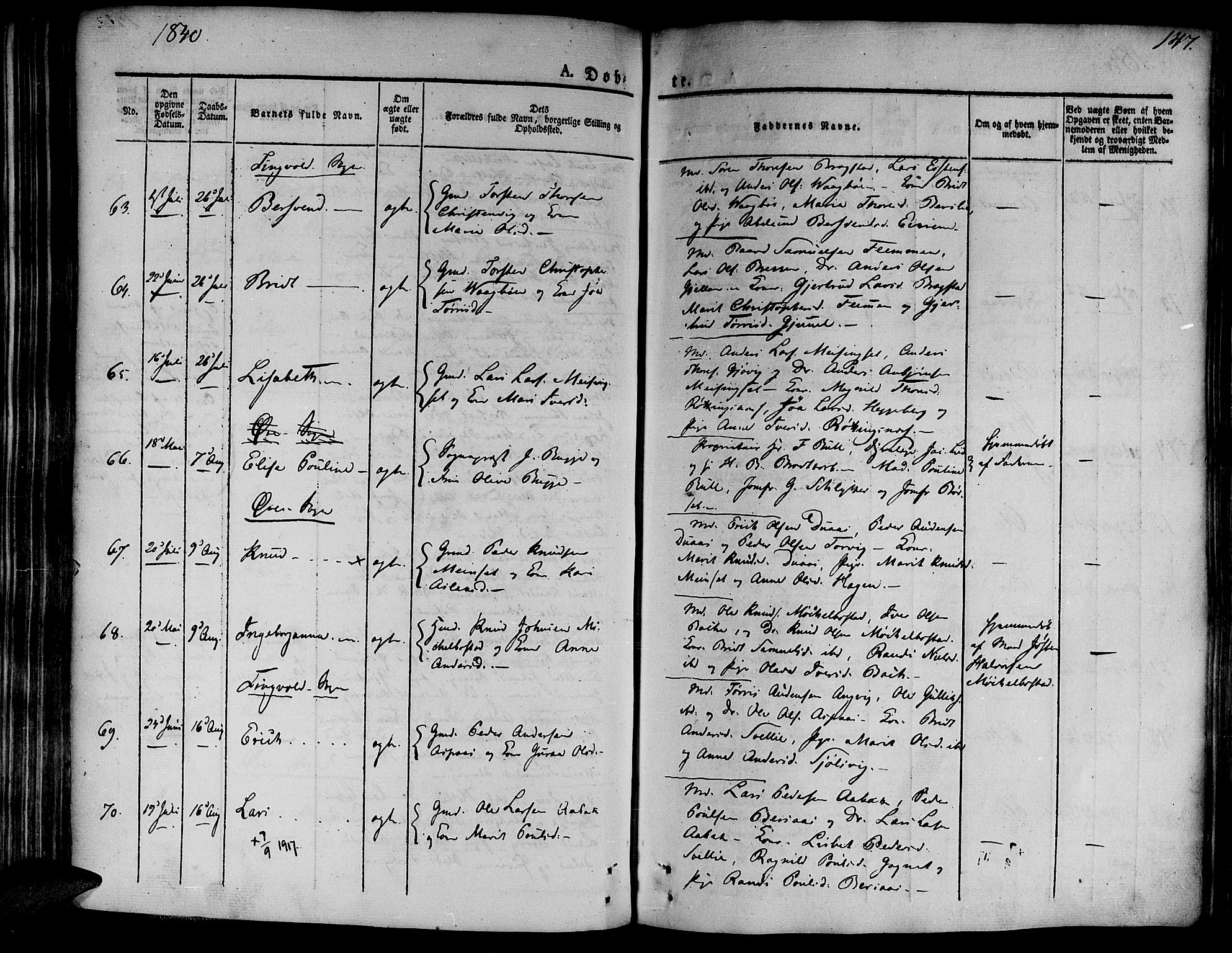 Ministerialprotokoller, klokkerbøker og fødselsregistre - Møre og Romsdal, AV/SAT-A-1454/586/L0983: Parish register (official) no. 586A09, 1829-1843, p. 147