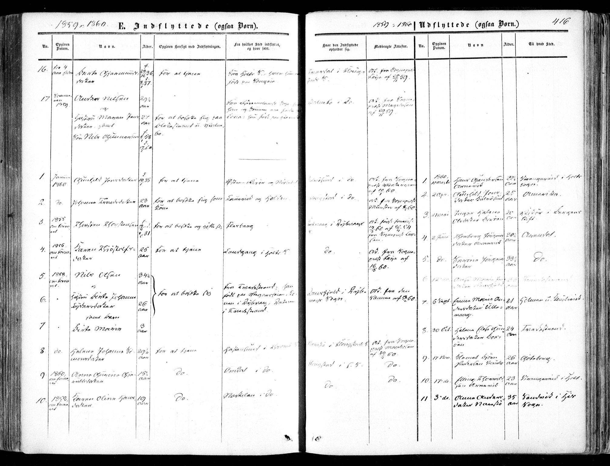 Dypvåg sokneprestkontor, SAK/1111-0007/F/Fa/Faa/L0006: Parish register (official) no. A 6, 1855-1872, p. 416
