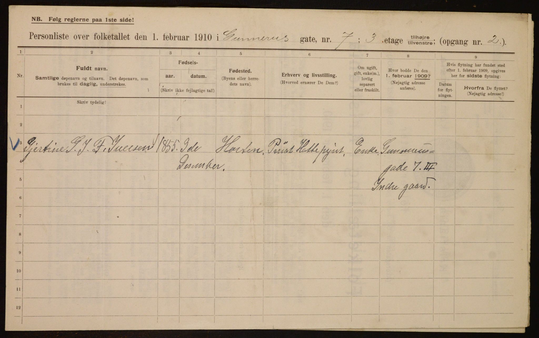 OBA, Municipal Census 1910 for Kristiania, 1910, p. 5041