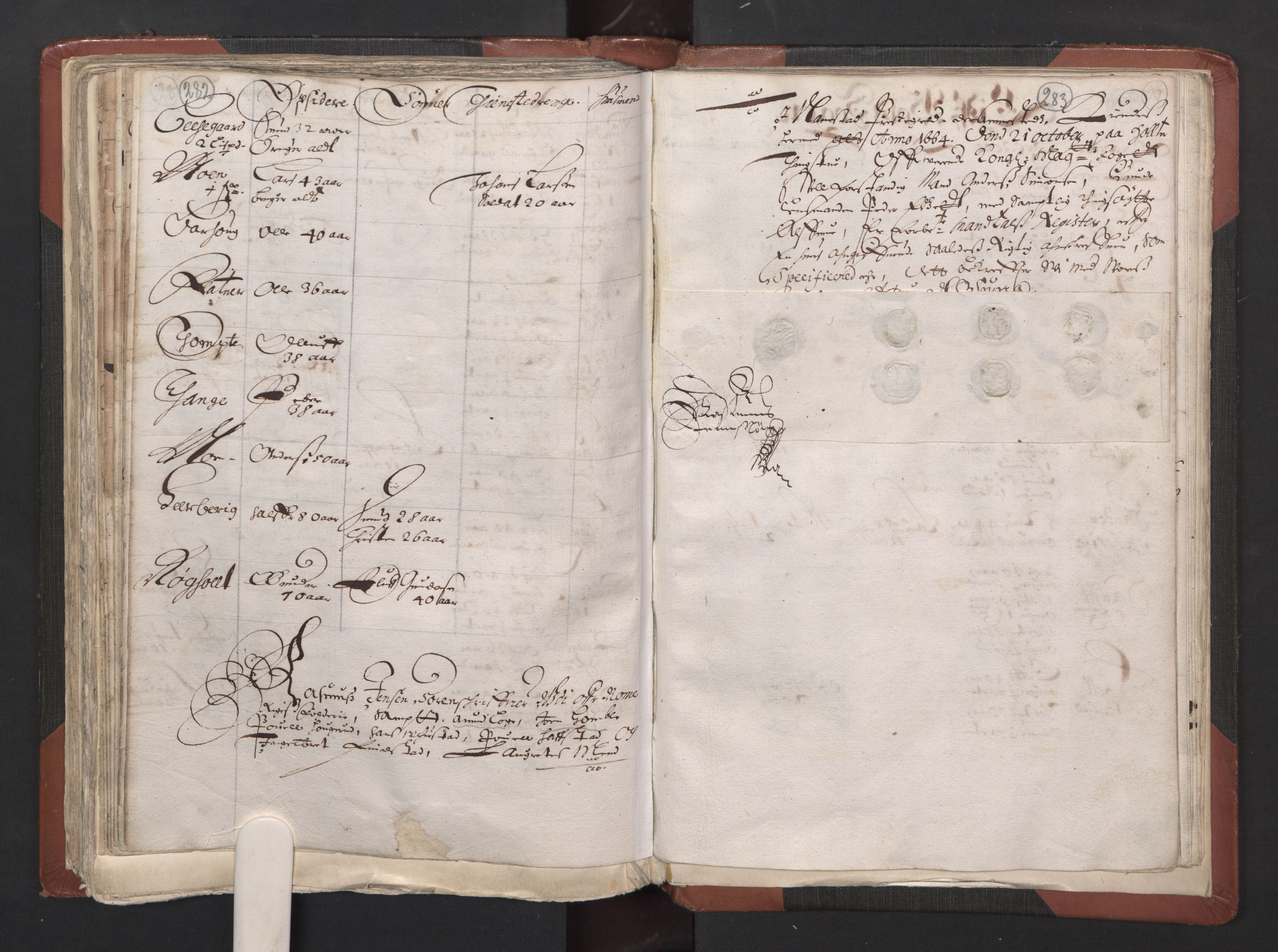 RA, Bailiff's Census 1664-1666, no. 2: Aker fogderi, Follo fogderi, Nedre Romerike fogderi and Øvre Romerike fogderi, 1664, p. 282-283
