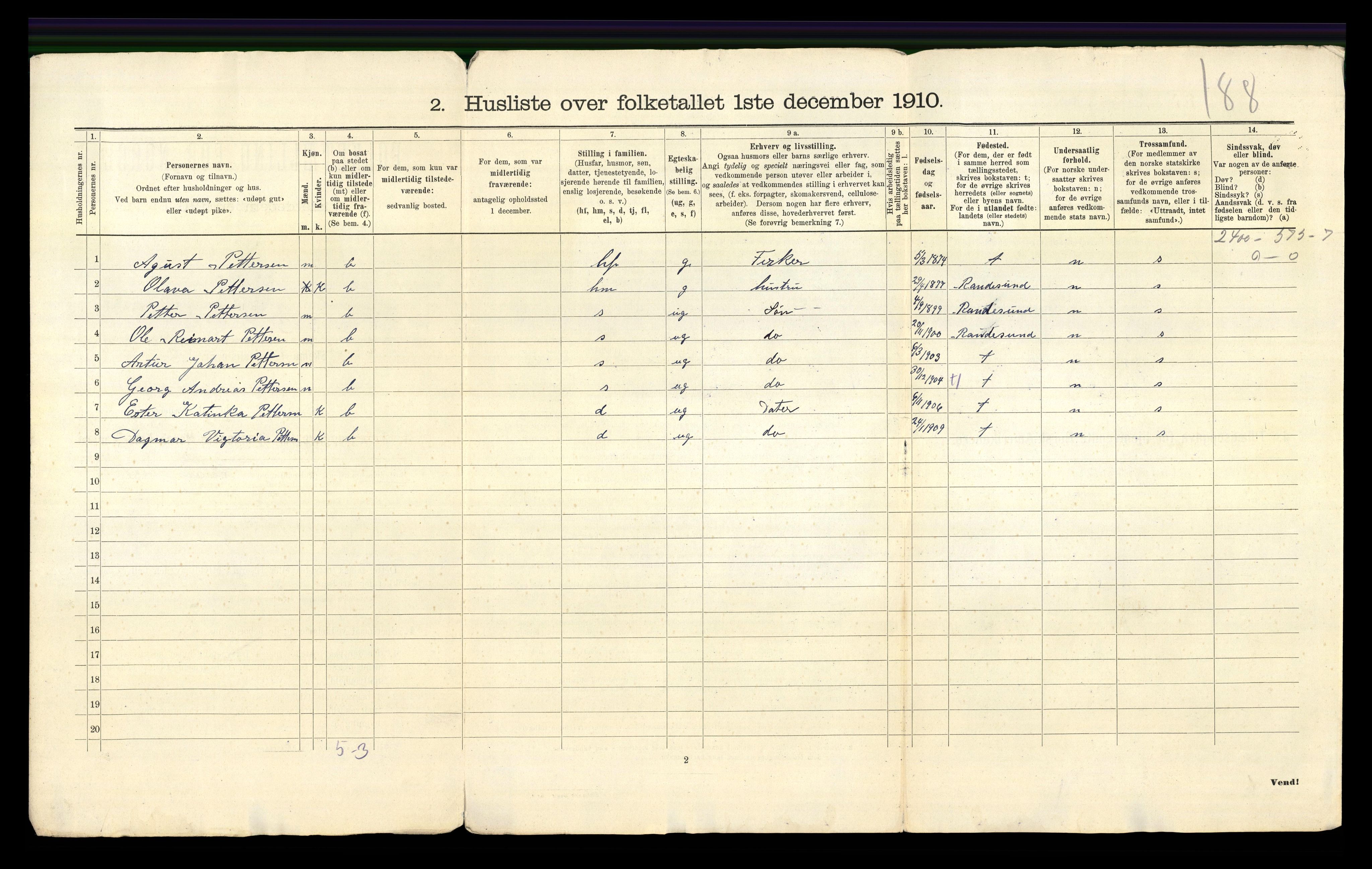 RA, 1910 census for Søgne, 1910, p. 69