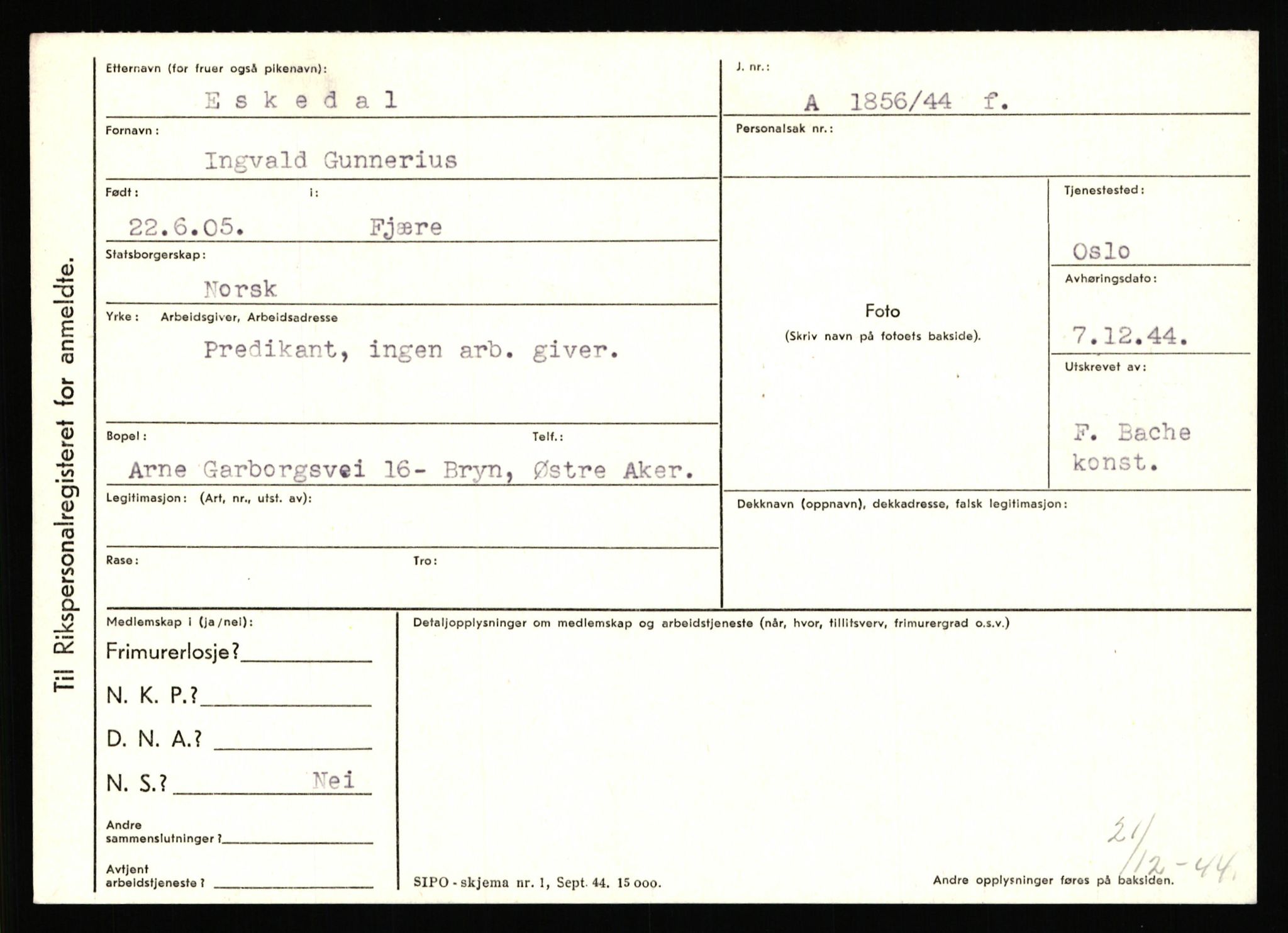 Statspolitiet - Hovedkontoret / Osloavdelingen, AV/RA-S-1329/C/Ca/L0004: Eid - funn av gjenstander	, 1943-1945, p. 2169