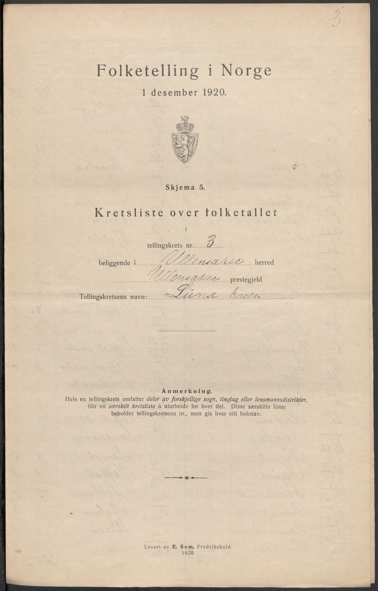 SAO, 1920 census for Ullensaker, 1920, p. 19