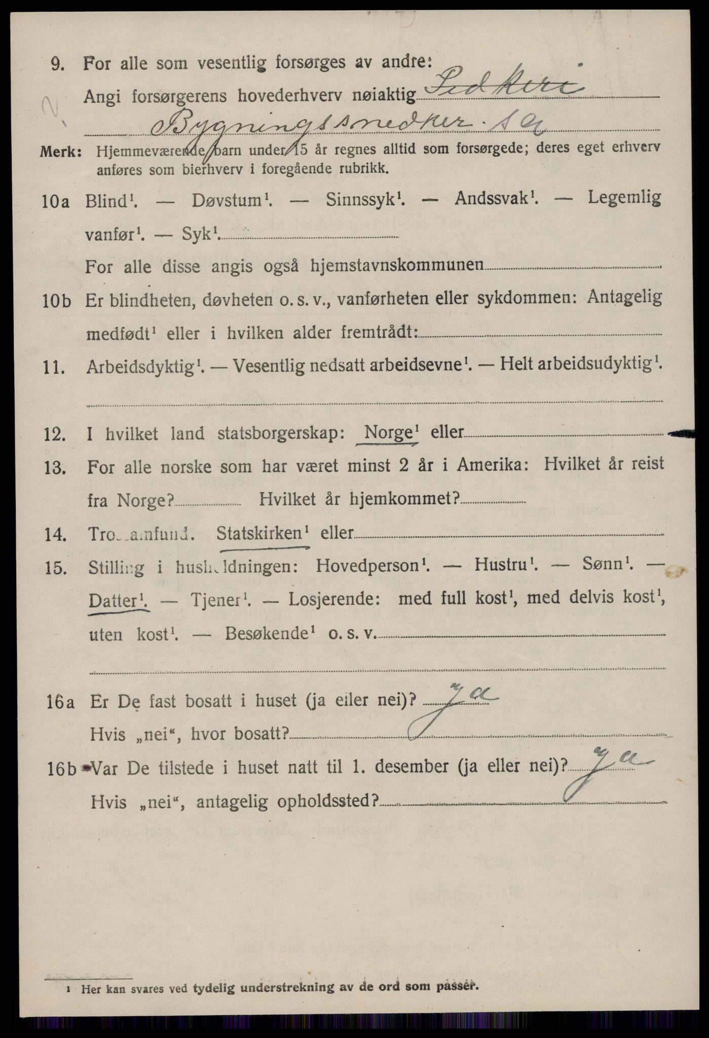 SAT, 1920 census for Aure, 1920, p. 3125