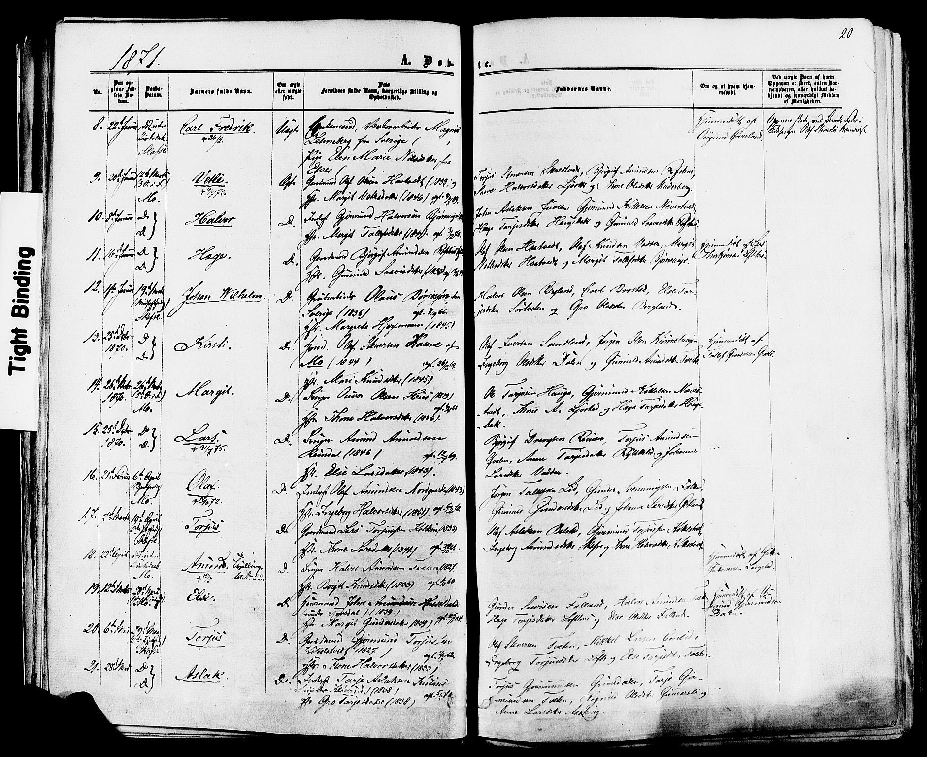 Mo kirkebøker, AV/SAKO-A-286/F/Fa/L0006: Parish register (official) no. I 6, 1865-1885, p. 20