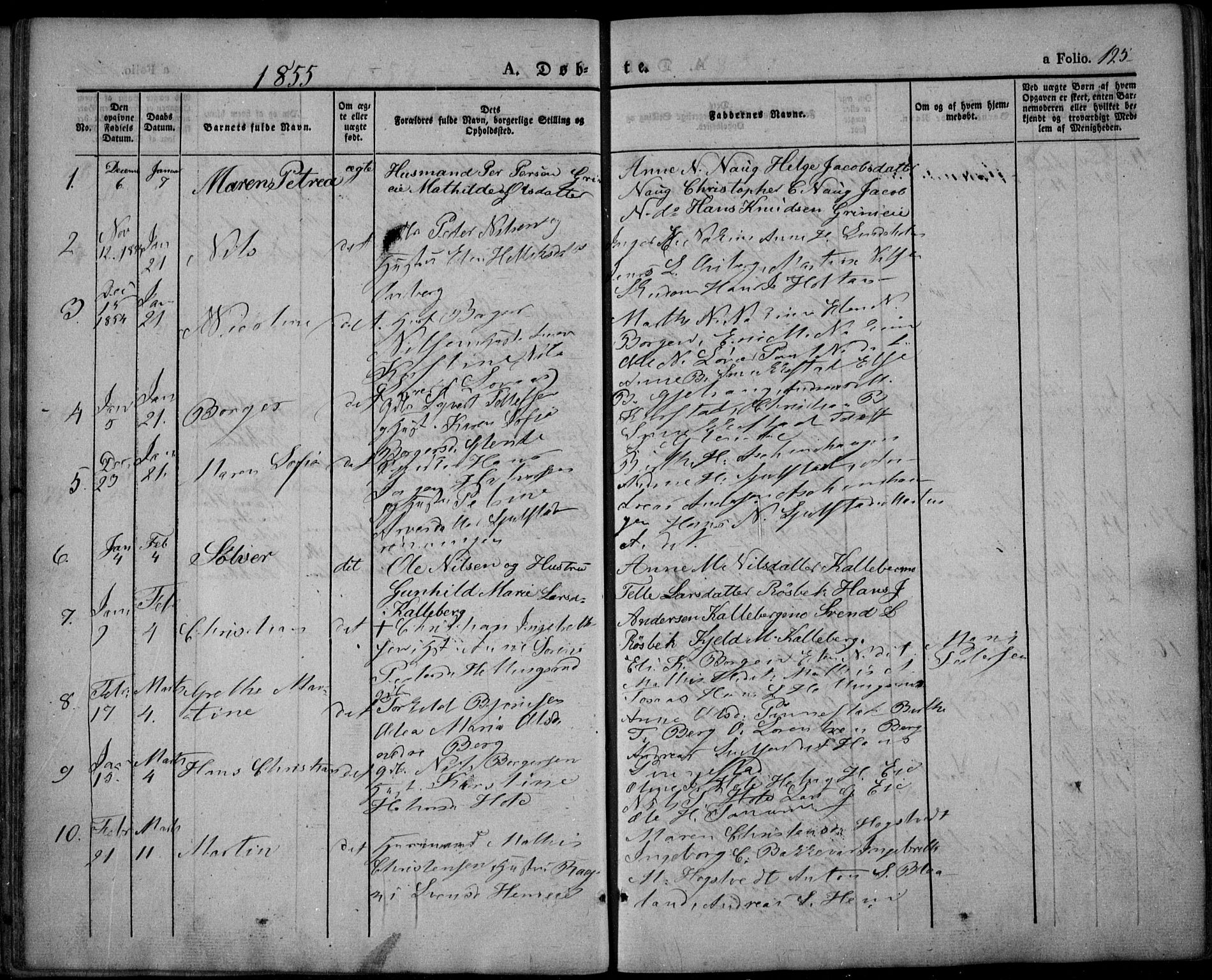 Lardal kirkebøker, AV/SAKO-A-350/F/Fa/L0006: Parish register (official) no. I 6, 1835-1860, p. 125