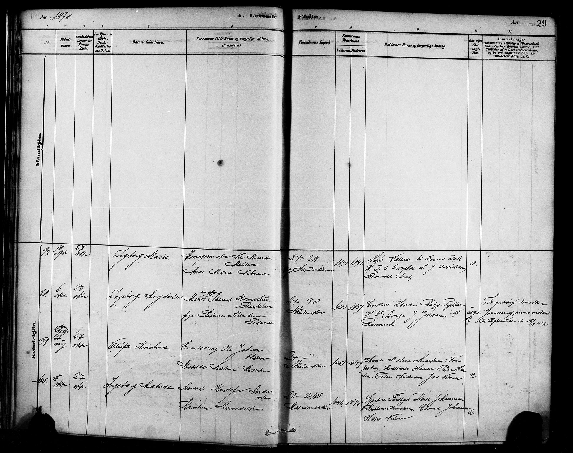 Sandviken Sokneprestembete, AV/SAB-A-77601/H/Ha/L0004: Parish register (official) no. B 1, 1878-1891, p. 29