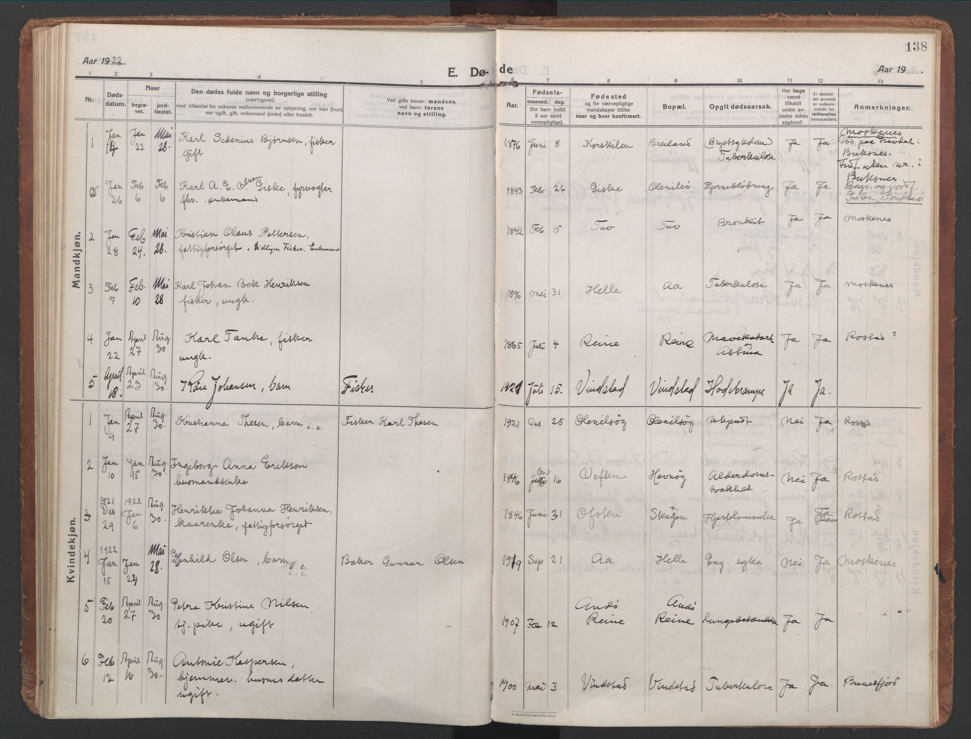 Ministerialprotokoller, klokkerbøker og fødselsregistre - Nordland, SAT/A-1459/886/L1222: Parish register (official) no. 886A04, 1914-1926, p. 138