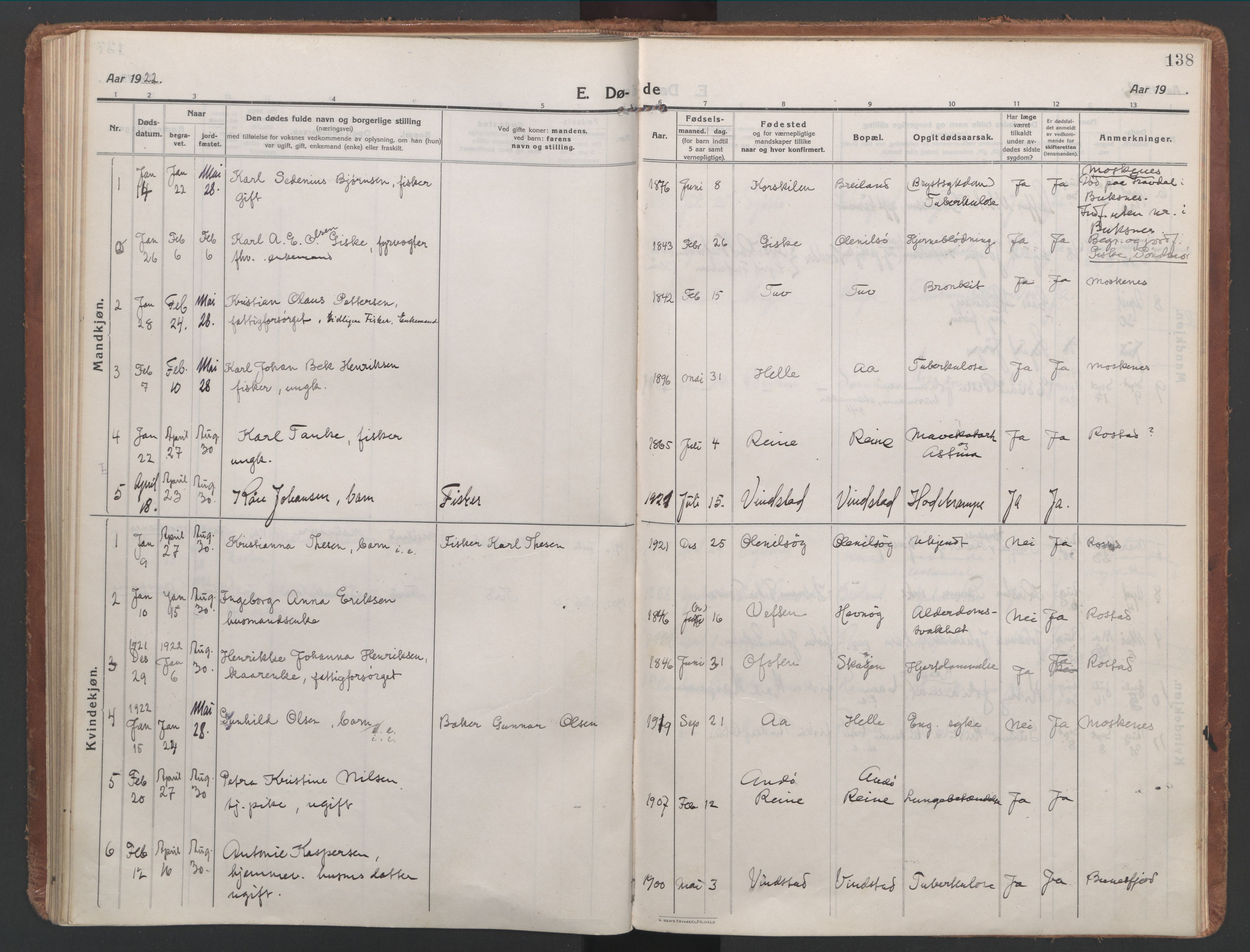 Ministerialprotokoller, klokkerbøker og fødselsregistre - Nordland, AV/SAT-A-1459/886/L1222: Parish register (official) no. 886A04, 1914-1926, p. 138