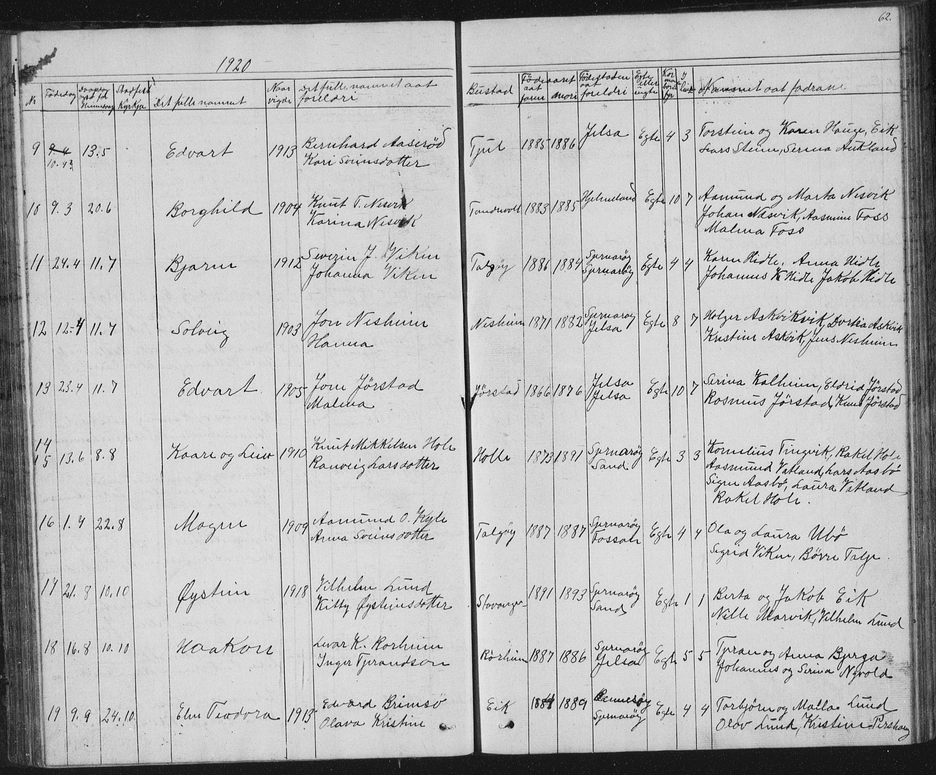 Nedstrand sokneprestkontor, AV/SAST-A-101841/01/V: Parish register (copy) no. B 2, 1848-1933, p. 62