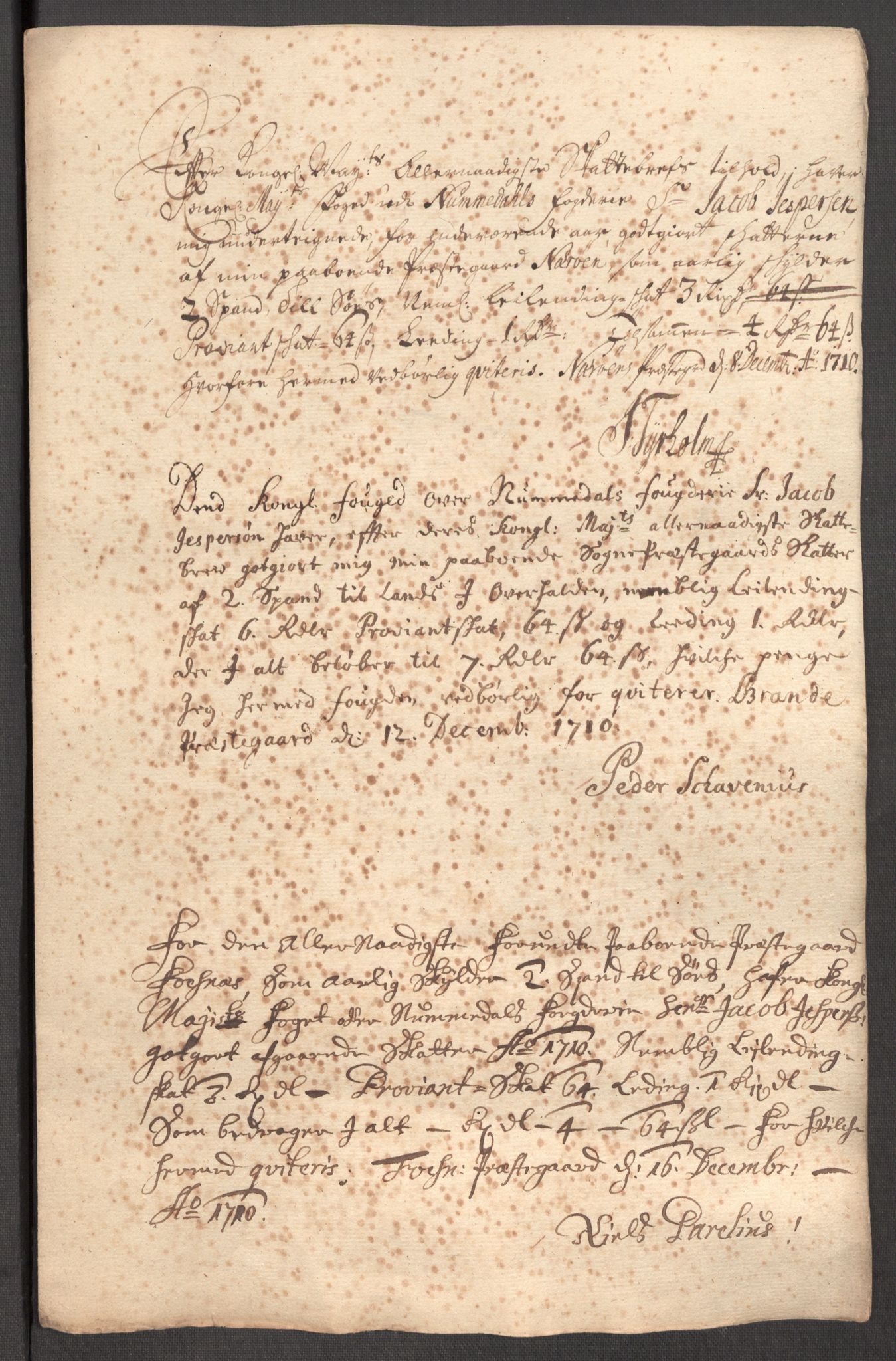 Rentekammeret inntil 1814, Reviderte regnskaper, Fogderegnskap, AV/RA-EA-4092/R64/L4431: Fogderegnskap Namdal, 1709-1710, p. 414