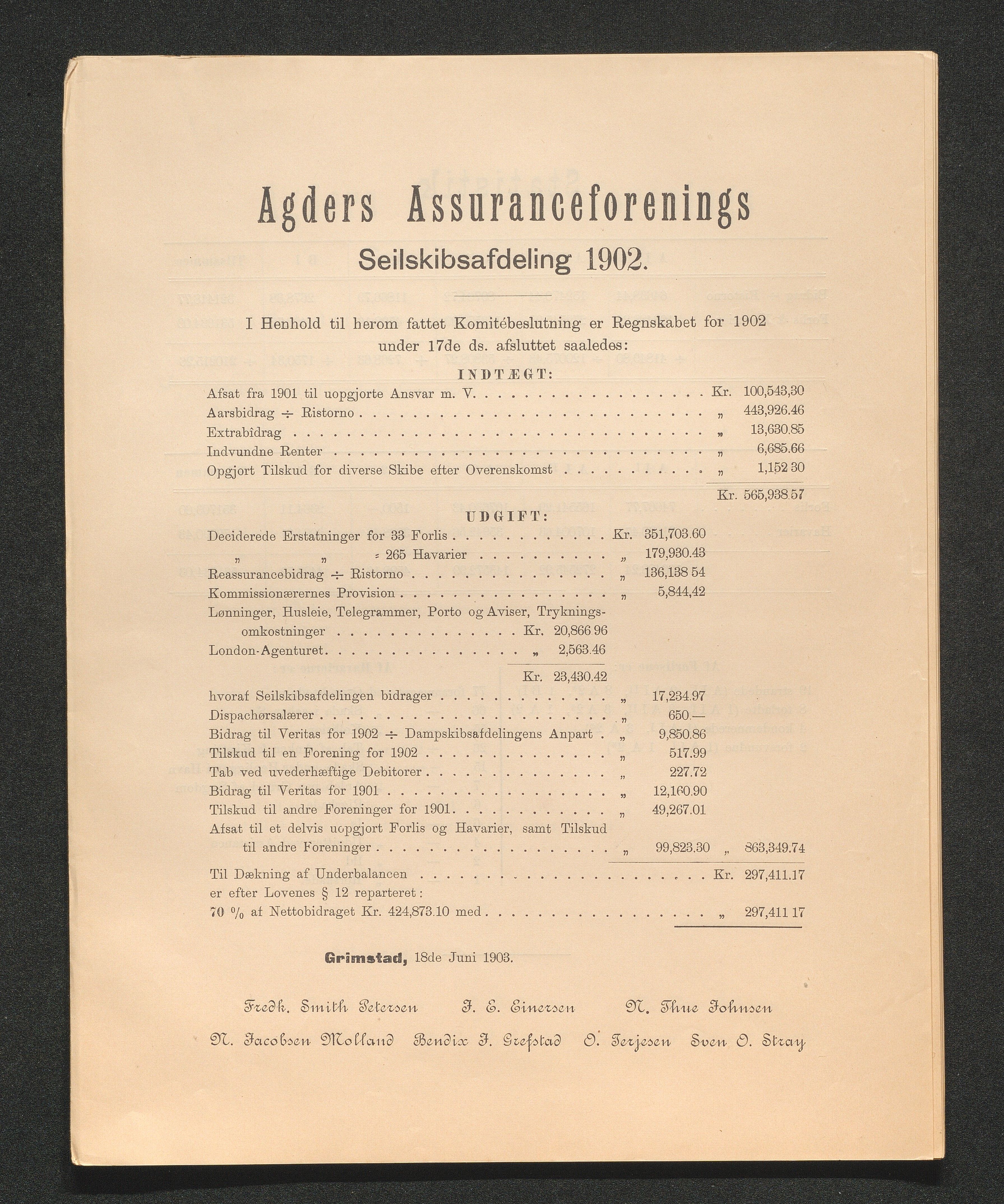 Agders Gjensidige Assuranceforening, AAKS/PA-1718/05/L0003: Regnskap, seilavdeling, pakkesak, 1890-1912