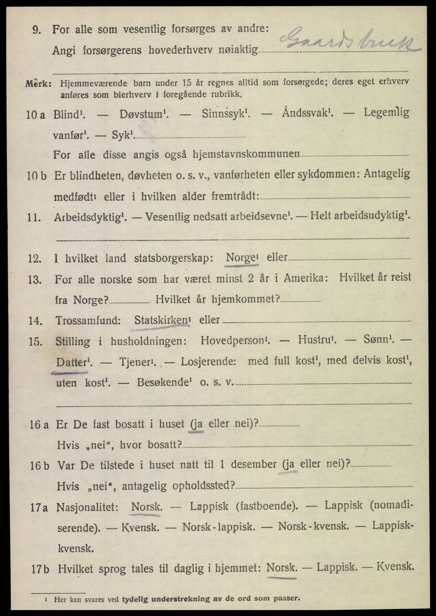 SAT, 1920 census for Sparbu, 1920, p. 6834