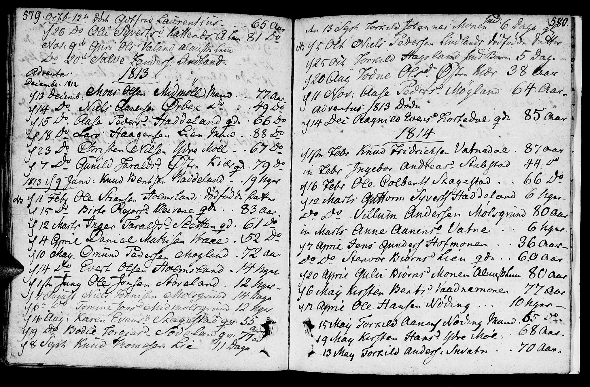 Holum sokneprestkontor, SAK/1111-0022/F/Fa/Faa/L0003: Parish register (official) no. A 3, 1780-1821, p. 579-580