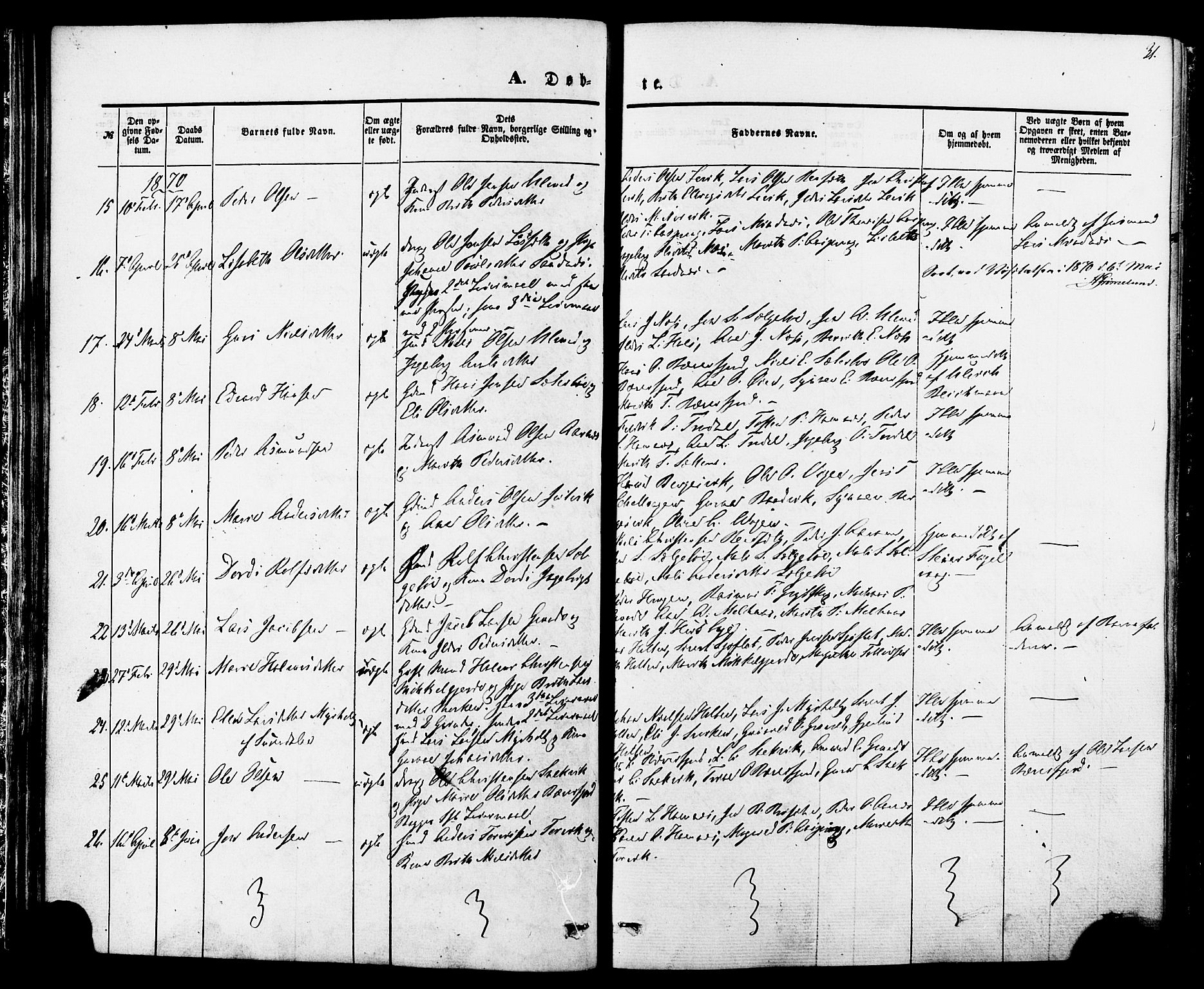 Ministerialprotokoller, klokkerbøker og fødselsregistre - Møre og Romsdal, SAT/A-1454/592/L1027: Parish register (official) no. 592A05, 1865-1878, p. 31