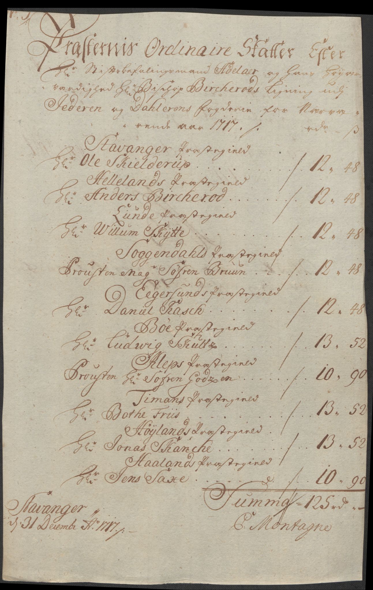 Rentekammeret inntil 1814, Reviderte regnskaper, Fogderegnskap, RA/EA-4092/R46/L2742: Fogderegnskap Jæren og Dalane, 1717, p. 29