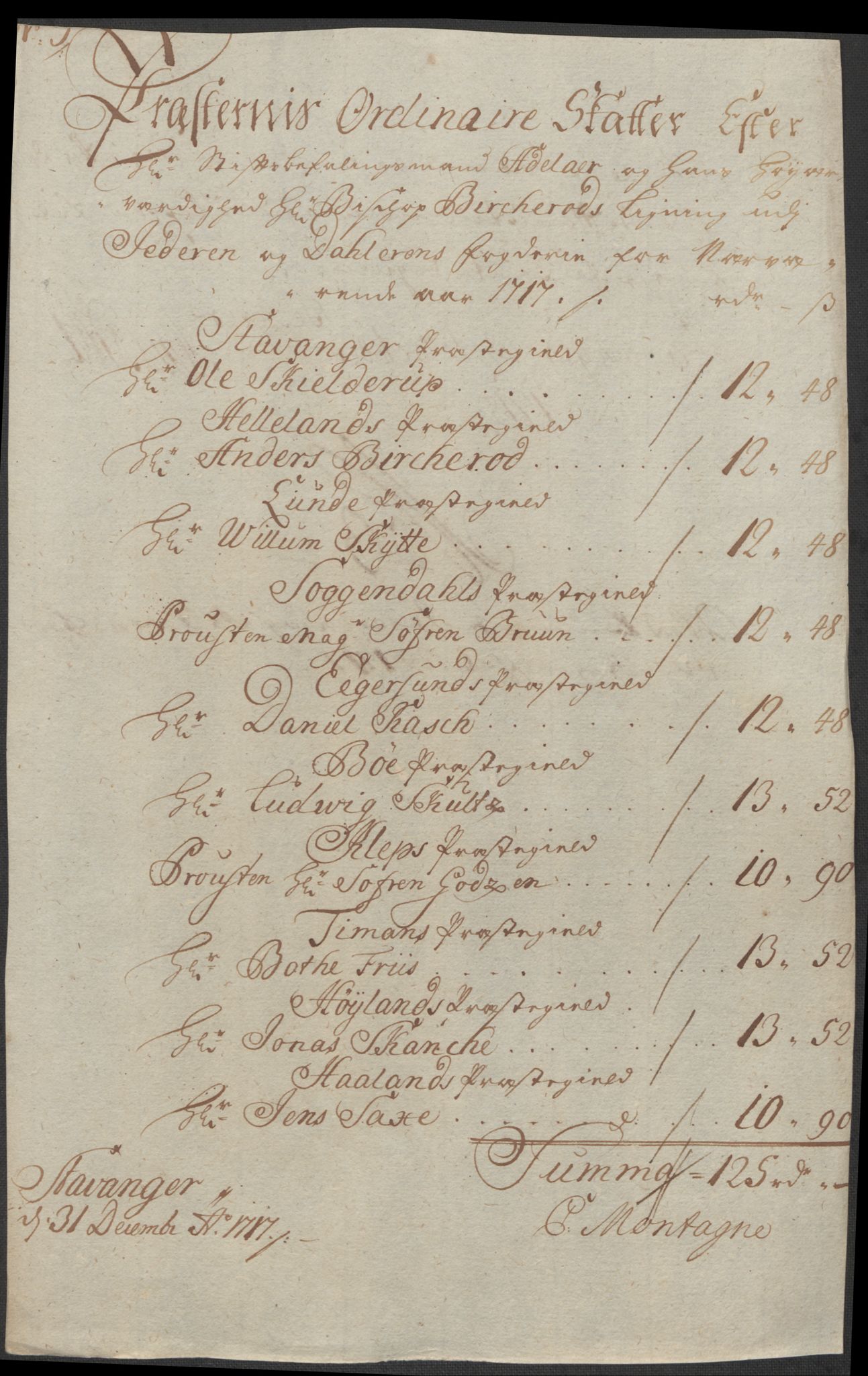 Rentekammeret inntil 1814, Reviderte regnskaper, Fogderegnskap, AV/RA-EA-4092/R46/L2742: Fogderegnskap Jæren og Dalane, 1717, p. 29