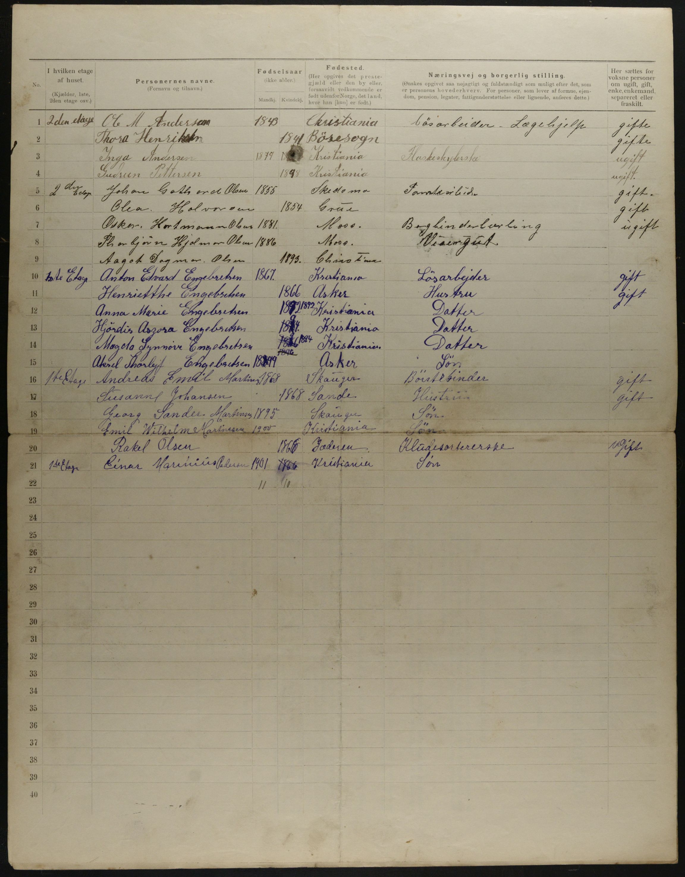 OBA, Municipal Census 1901 for Kristiania, 1901, p. 14953