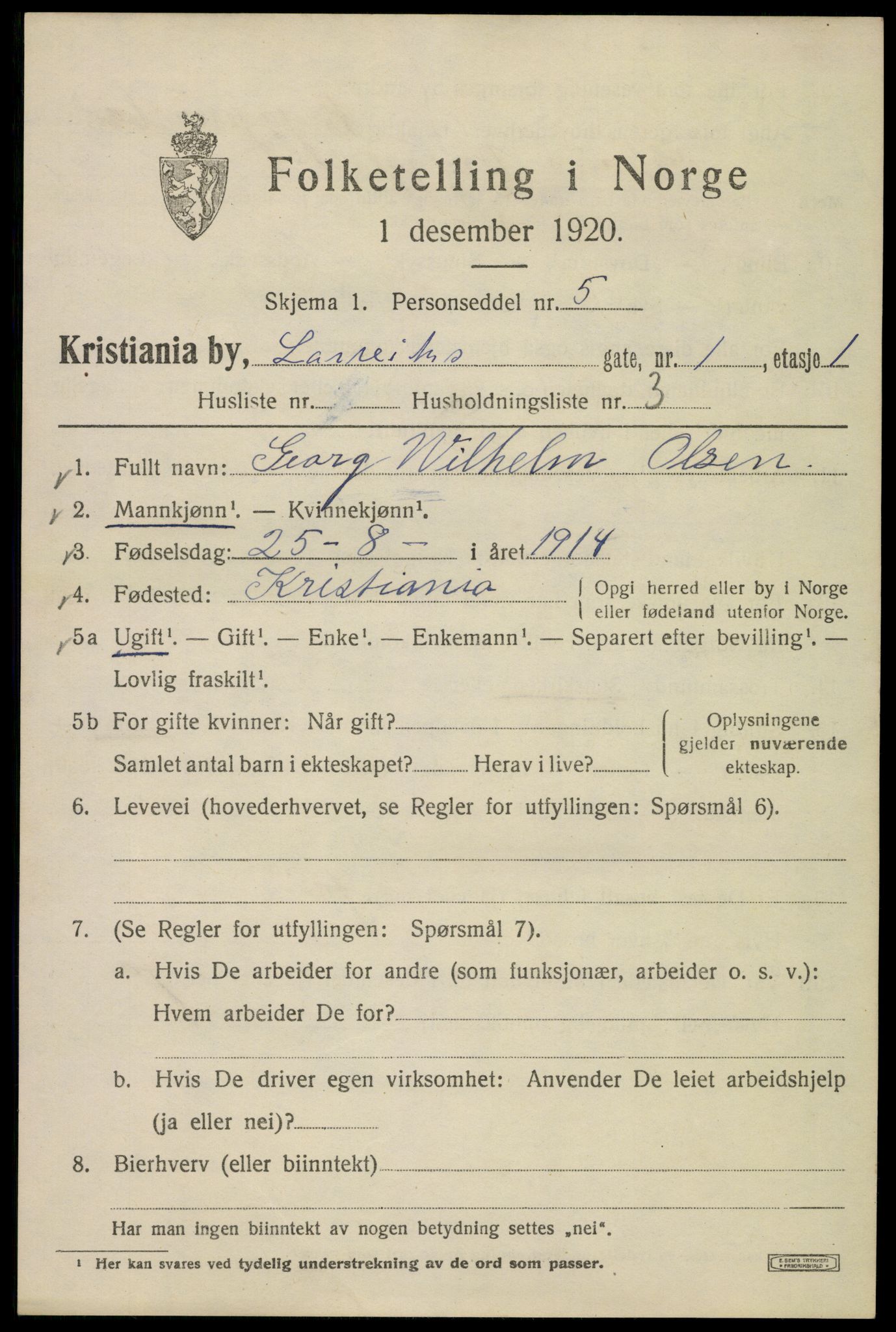 SAO, 1920 census for Kristiania, 1920, p. 361423