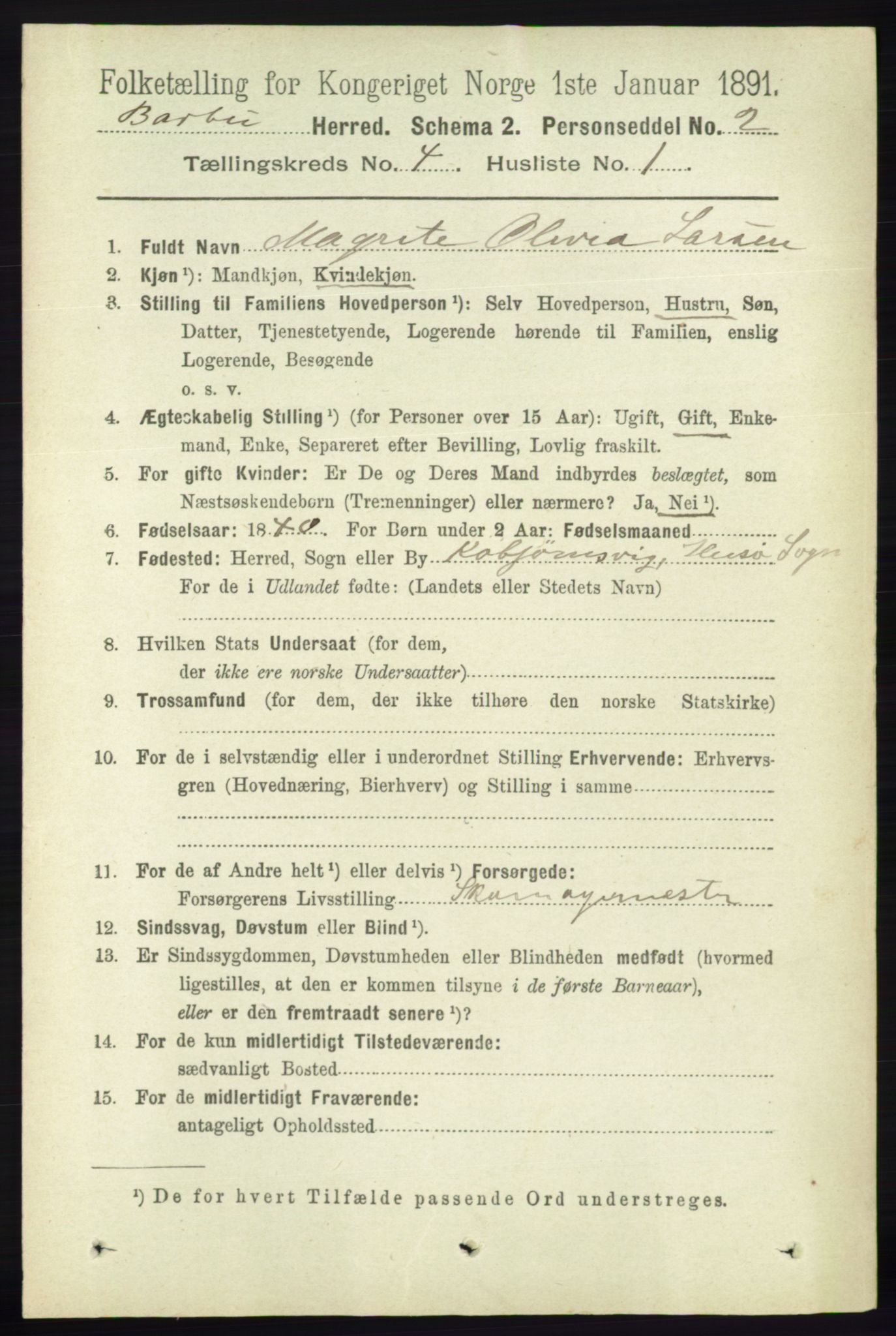 RA, 1891 census for 0990 Barbu, 1891, p. 2442