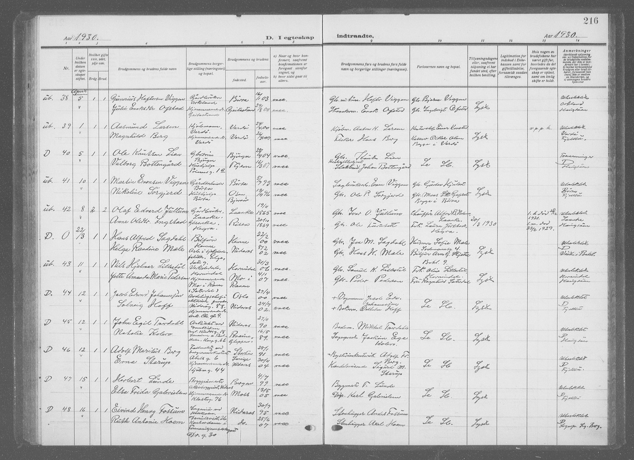 Ministerialprotokoller, klokkerbøker og fødselsregistre - Sør-Trøndelag, AV/SAT-A-1456/601/L0098: Parish register (copy) no. 601C16, 1921-1934, p. 216