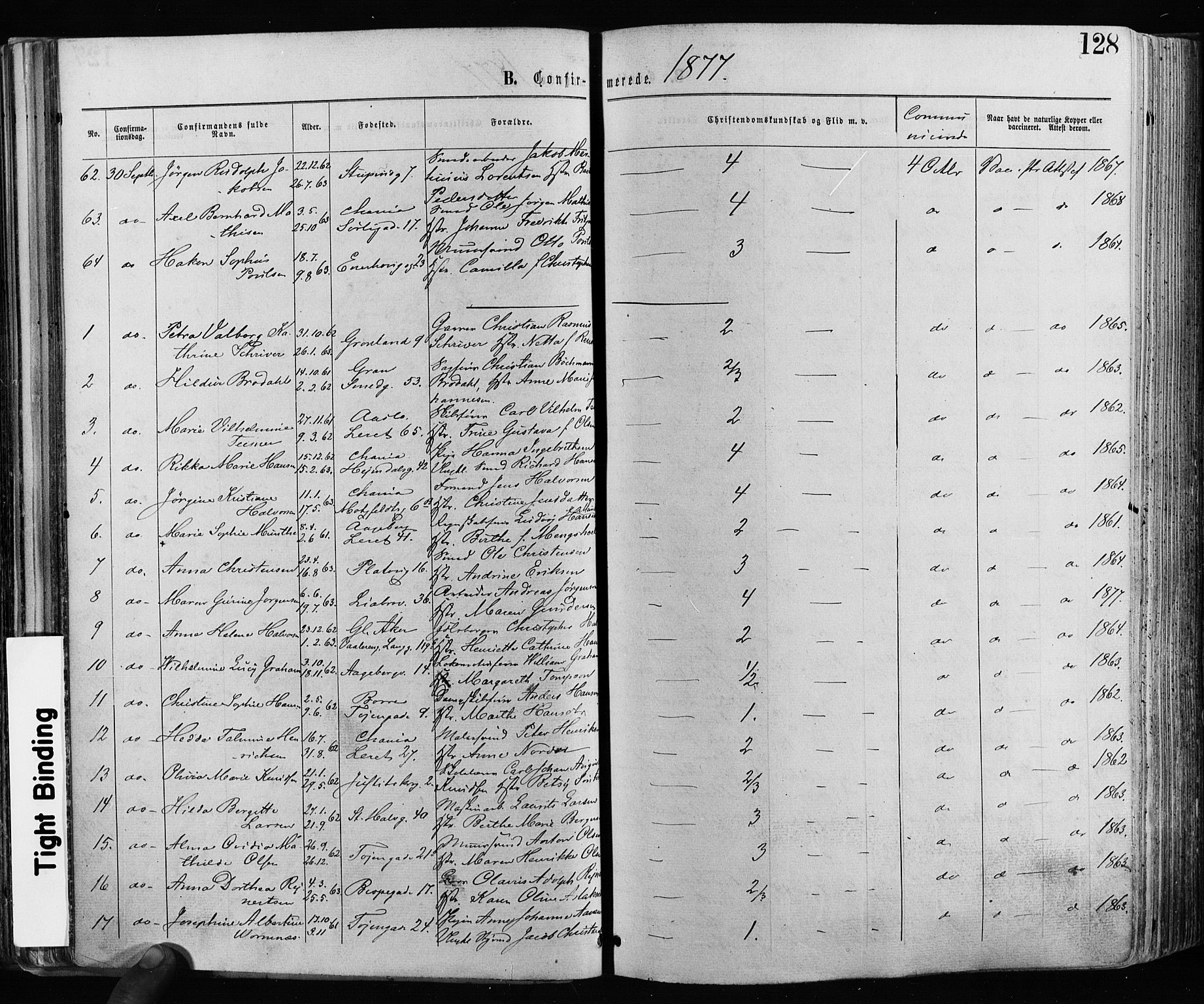 Grønland prestekontor Kirkebøker, AV/SAO-A-10848/F/Fa/L0005: Parish register (official) no. 5, 1869-1880, p. 128