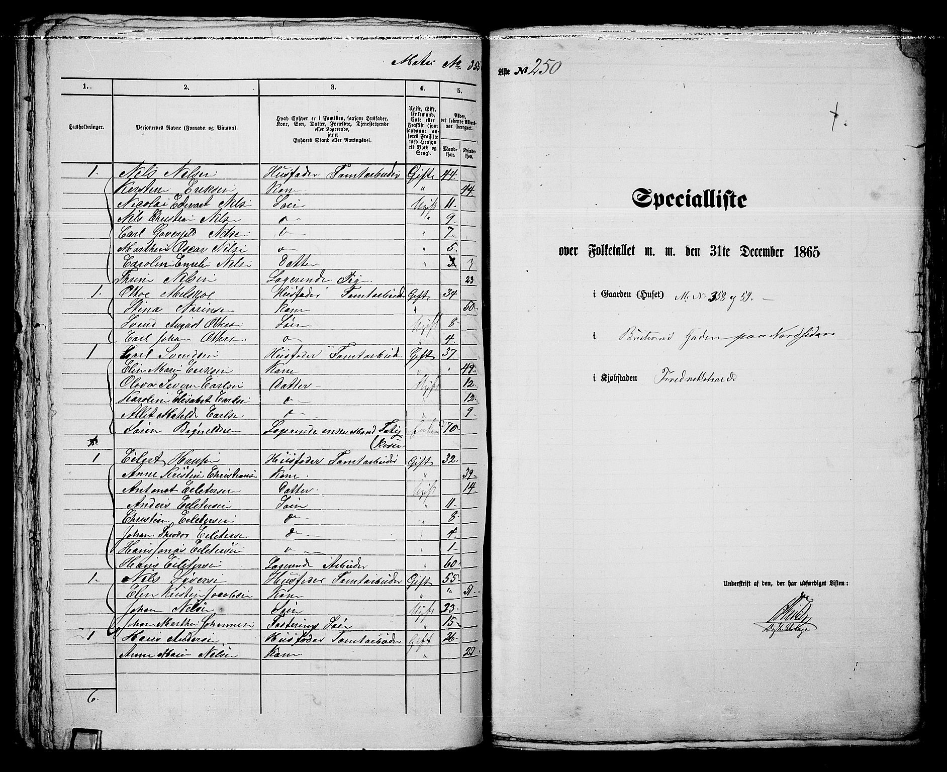 RA, 1865 census for Fredrikshald, 1865, p. 530