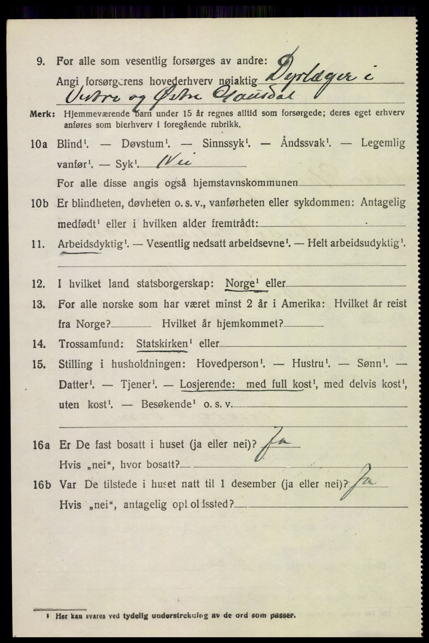 SAH, 1920 census for Vestre Gausdal, 1920, p. 3070