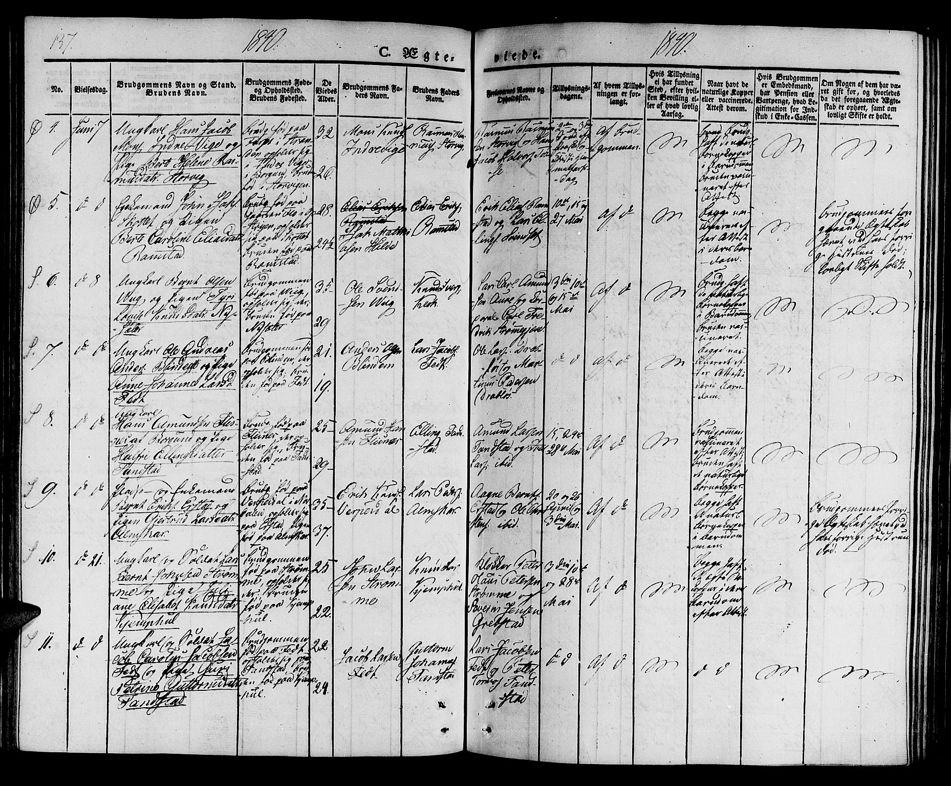 Ministerialprotokoller, klokkerbøker og fødselsregistre - Møre og Romsdal, AV/SAT-A-1454/522/L0311: Parish register (official) no. 522A06, 1832-1842, p. 137