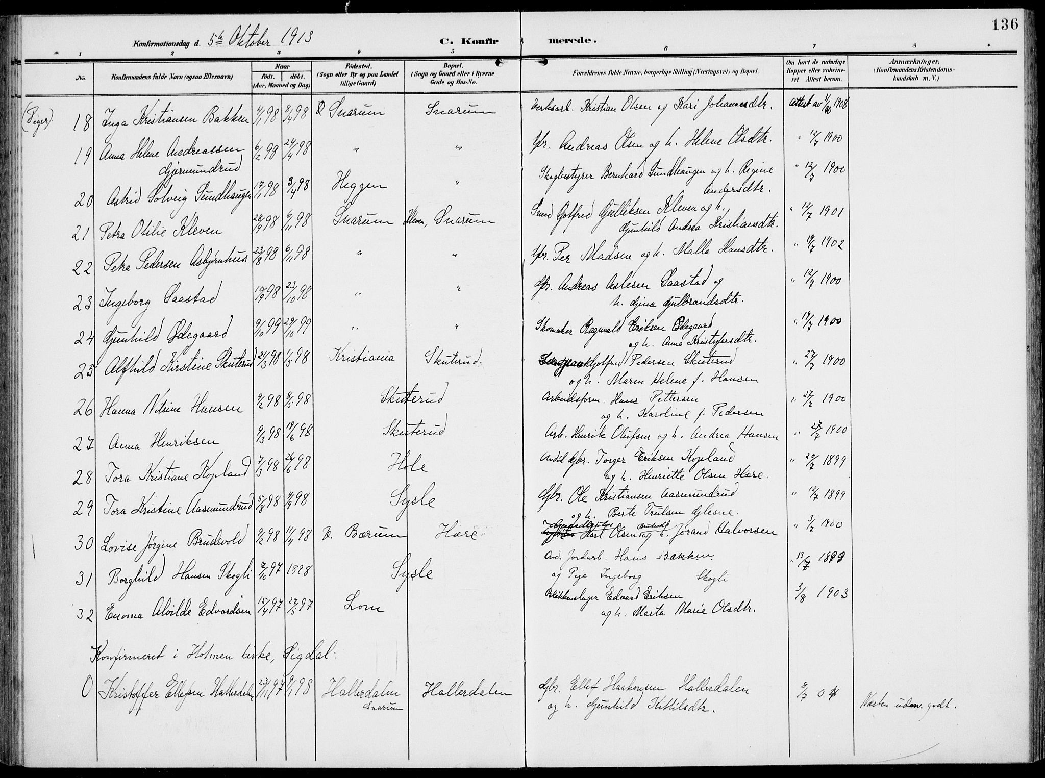 Modum kirkebøker, AV/SAKO-A-234/F/Fa/L0019: Parish register (official) no. 19, 1890-1914, p. 136