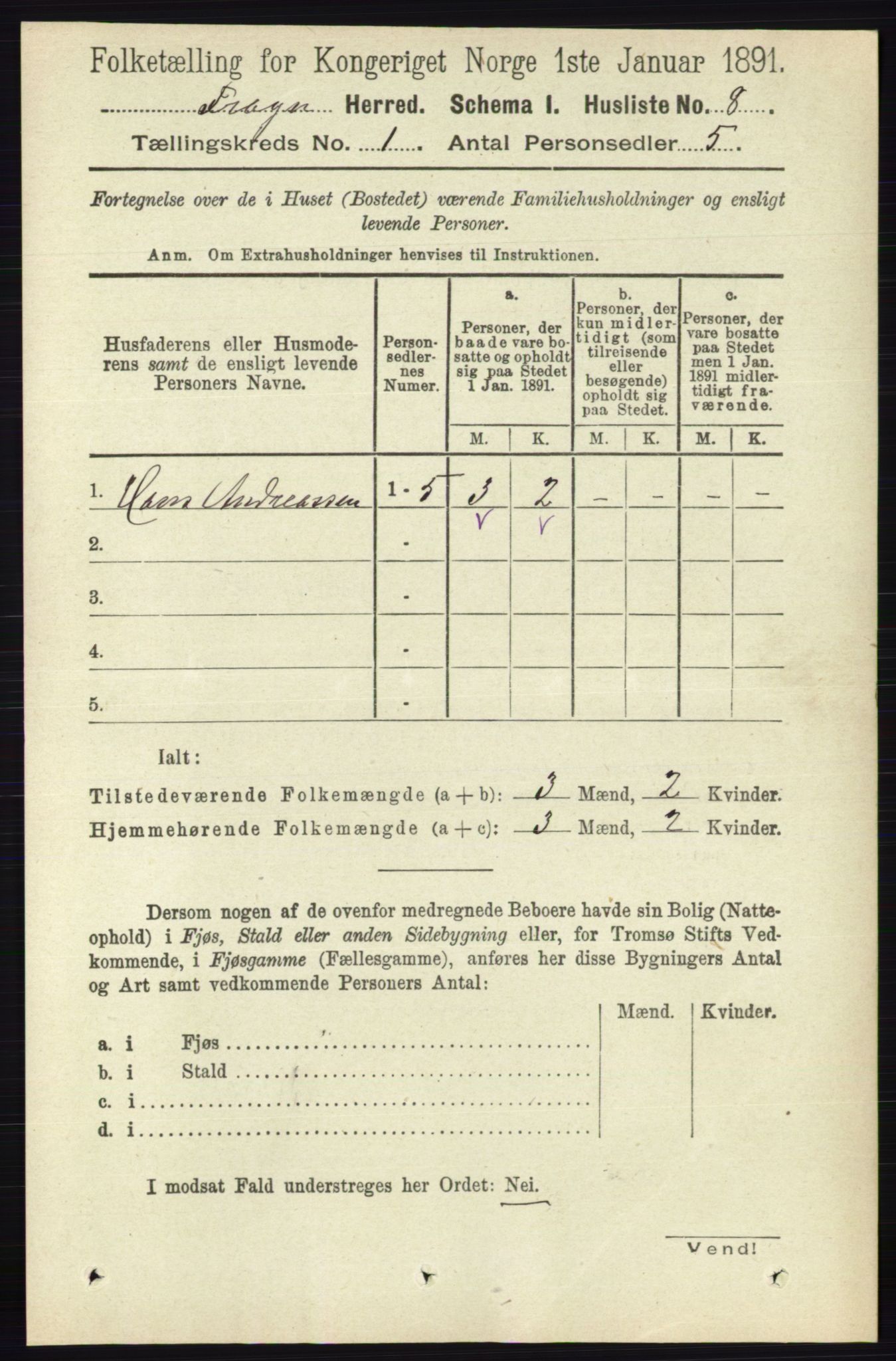 RA, 1891 census for 0215 Frogn, 1891, p. 23
