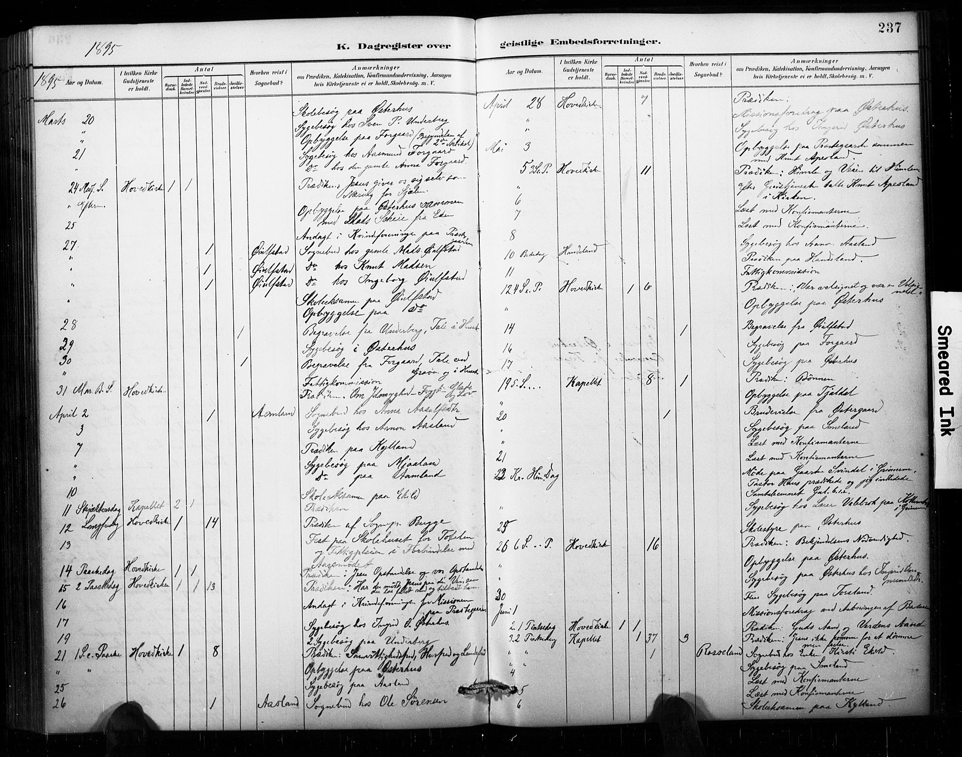 Åseral sokneprestkontor, AV/SAK-1111-0051/F/Fa/L0003: Parish register (official) no. A 3, 1884-1901, p. 237