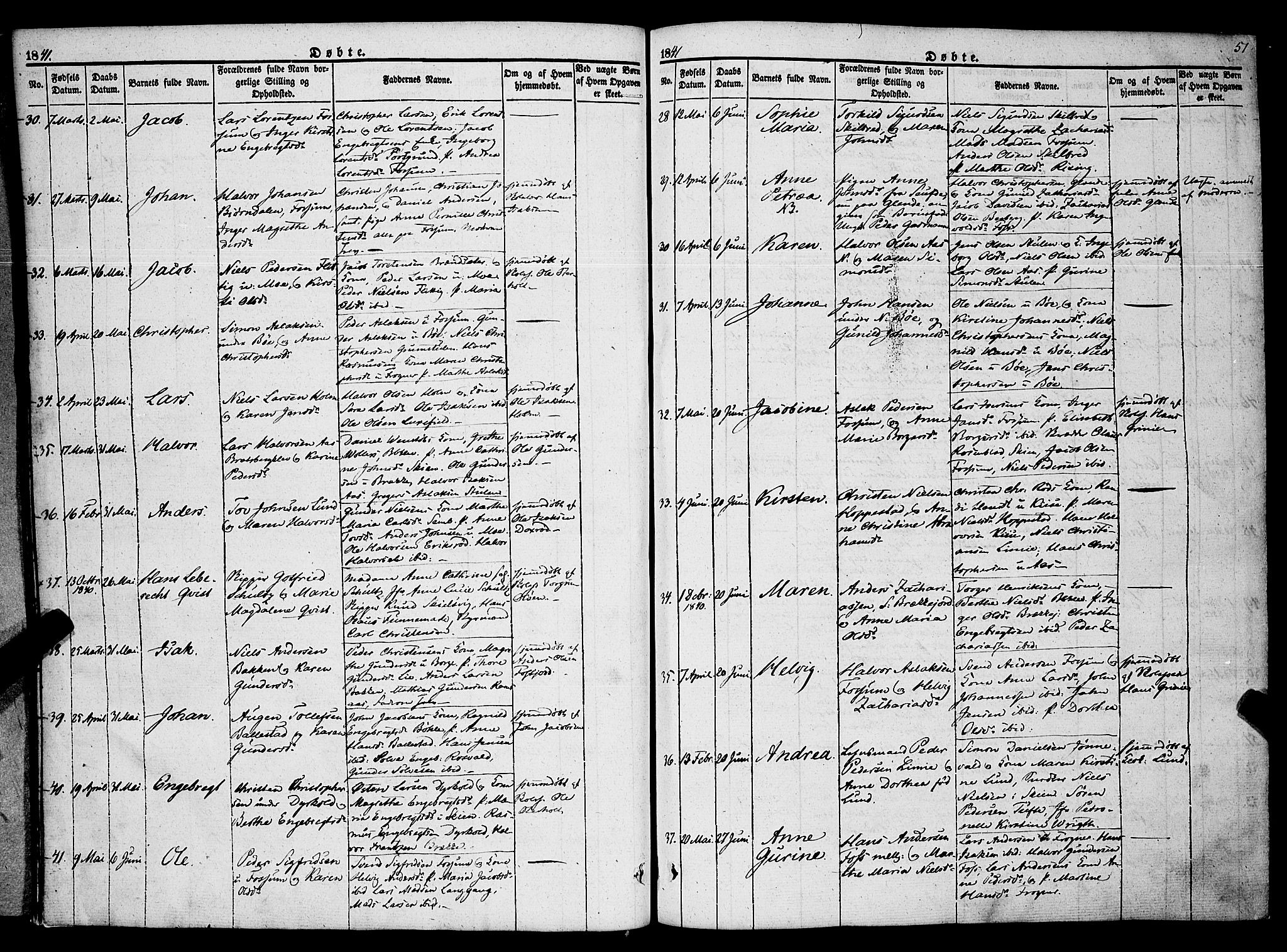Gjerpen kirkebøker, SAKO/A-265/F/Fa/L0007a: Parish register (official) no. I 7A, 1834-1857, p. 51