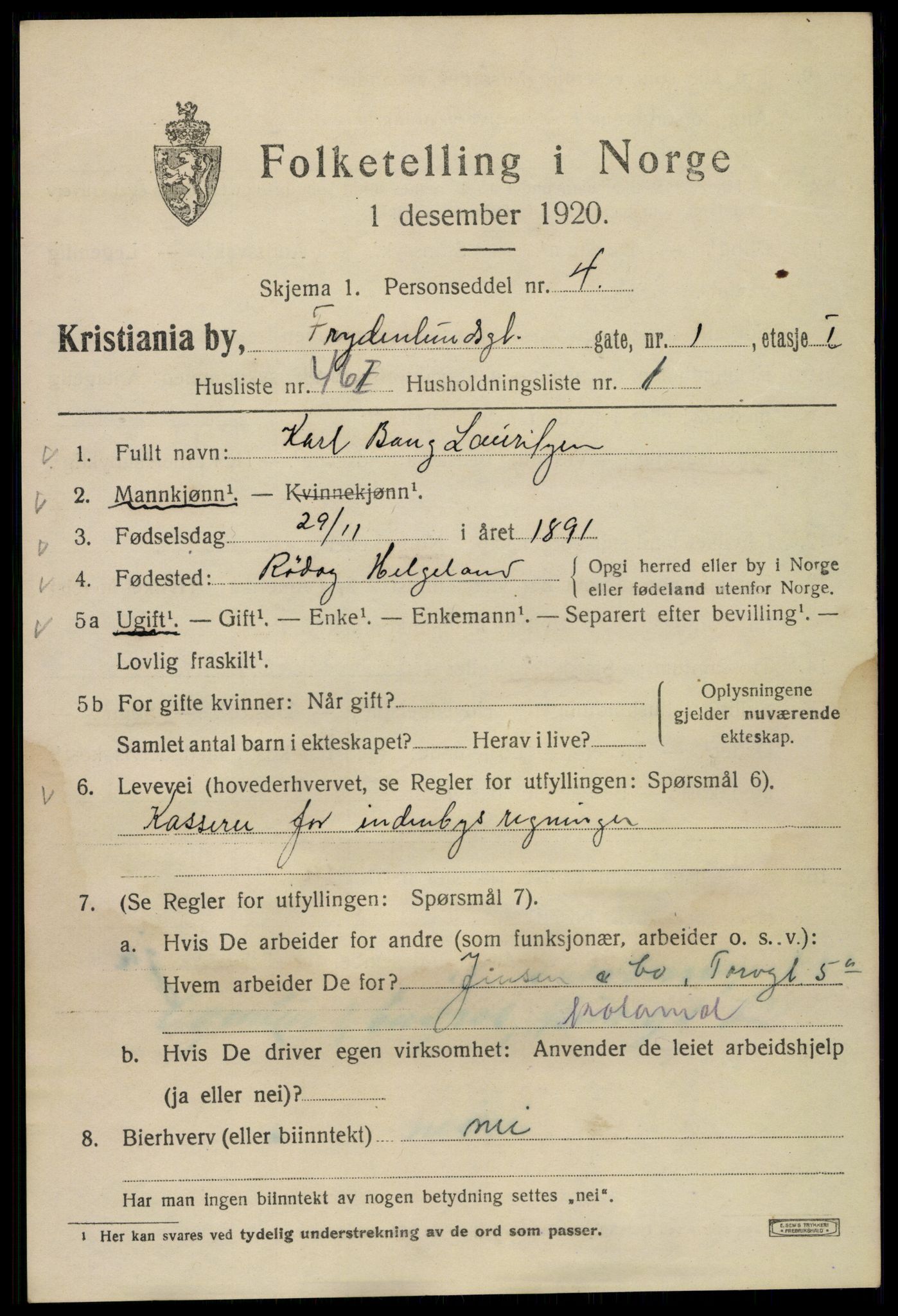 SAO, 1920 census for Kristiania, 1920, p. 243653